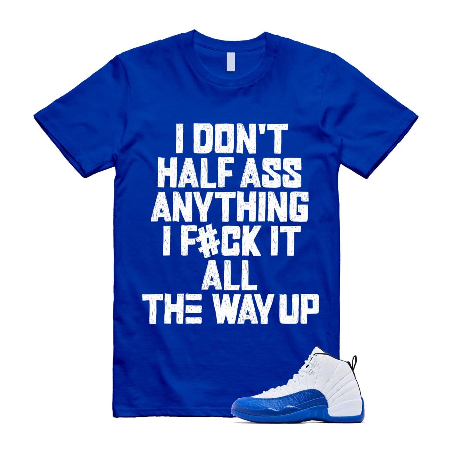 12 Blueberry Game Royal Blue White Black T Shirt Match HALF CT8013-140 T-Shirt, Sneaker Match Tee