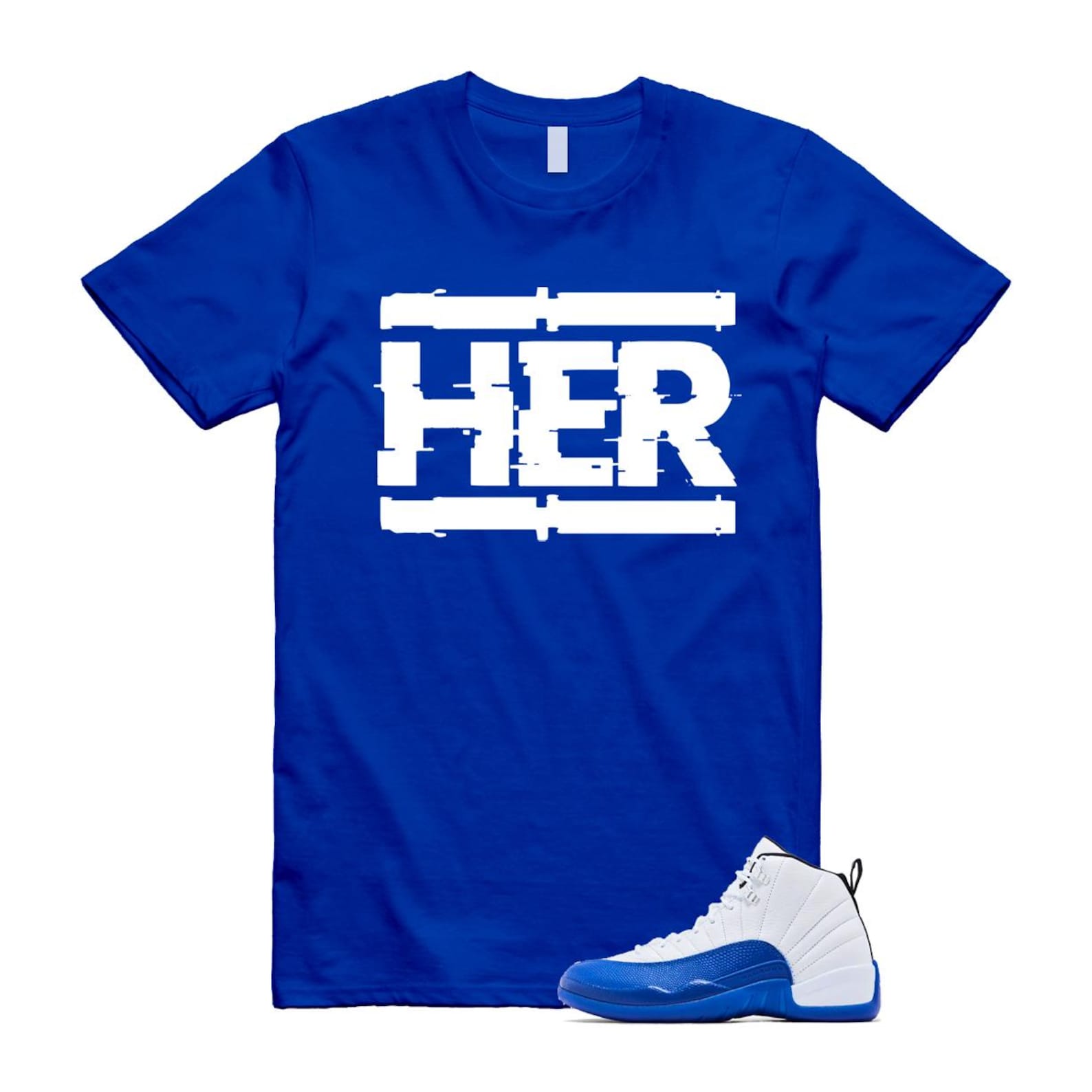 12 Blueberry Game Royal Blue White Black T Shirt Match HER CT8013-140 T-Shirt, Sneaker Match Tee