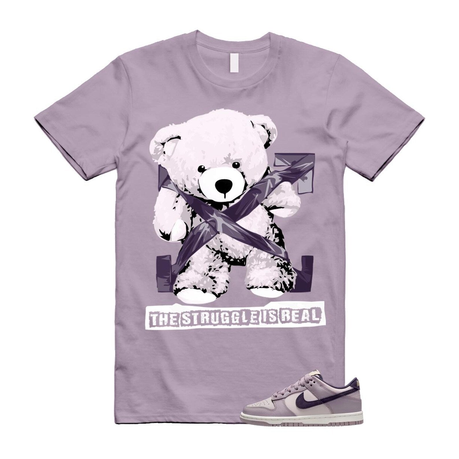 Dunk Light Violet Ore Platinum Dark Raisin T Shirt Match STRUG HQ3642-202 T-Shirt, Sneaker Match Tee