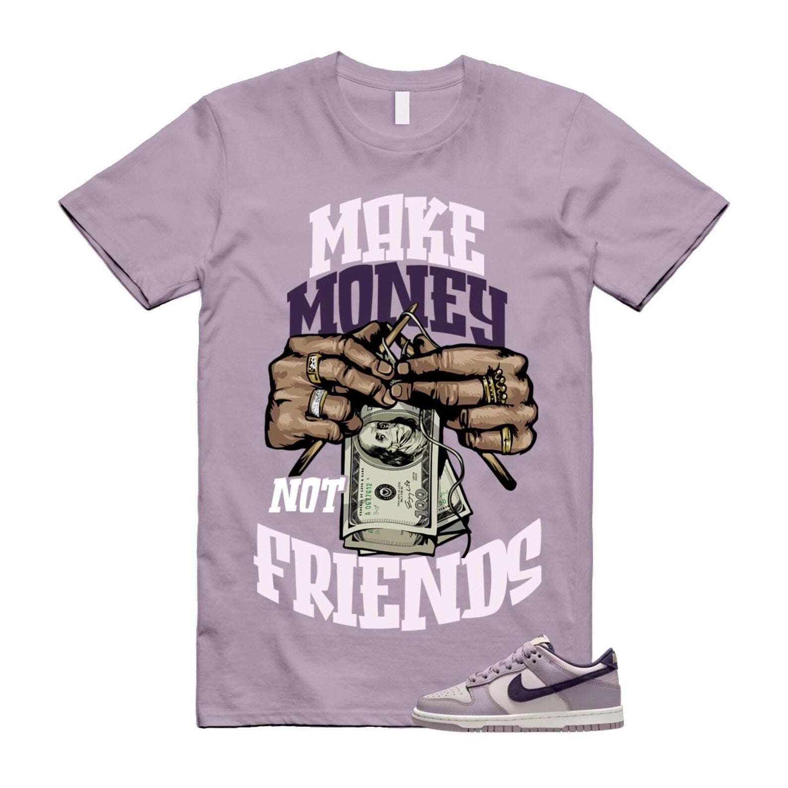 Dunk Light Violet Ore Platinum Dark Raisin T Shirt Match MM HQ3642-202 T-Shirt, Sneaker Match Tee