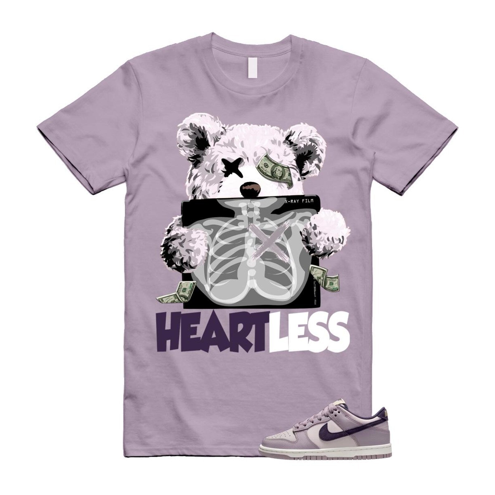 Dunk Light Violet Ore Platinum Dark Raisin T Shirt Match HEART HQ3642-202 T-Shirt, Sneaker Match Tee
