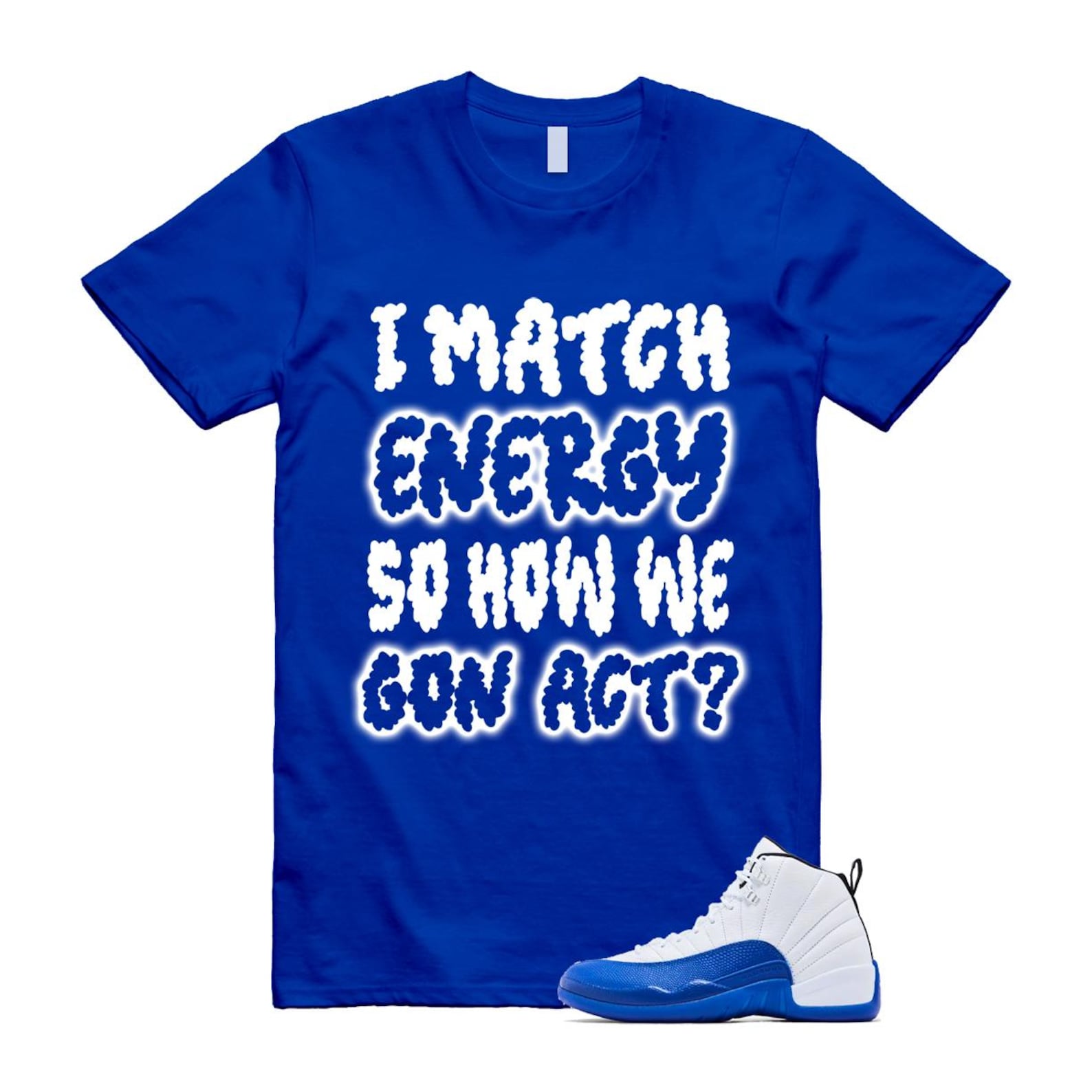 12 Blueberry Game Royal Blue White Black T Shirt Match MATCH CT8013-140 T-Shirt, Sneaker Match Tee
