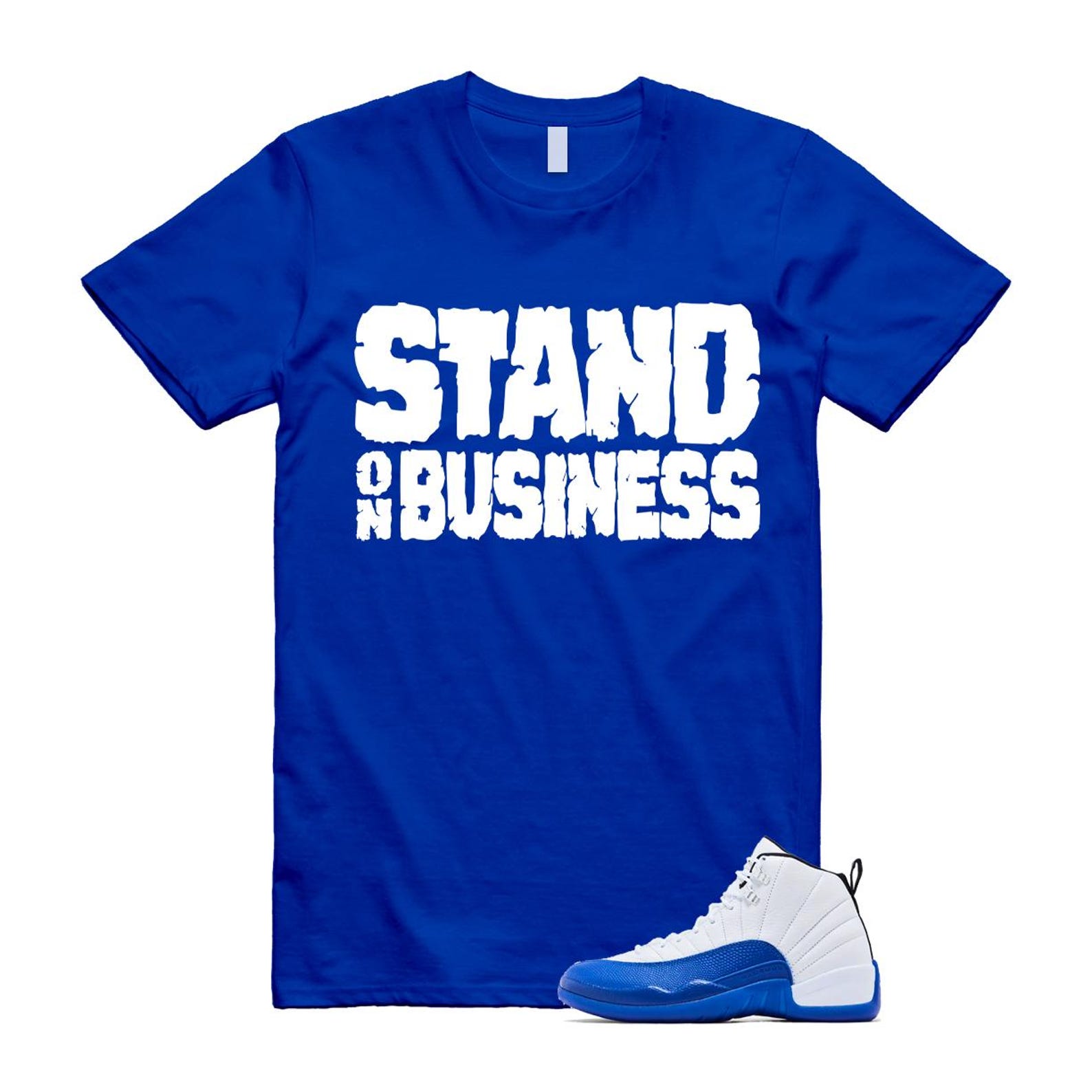 12 Blueberry Game Royal Blue White Black T Shirt Match Stand On Business CT8013-140 T-Shirt, Sneaker Match Tee