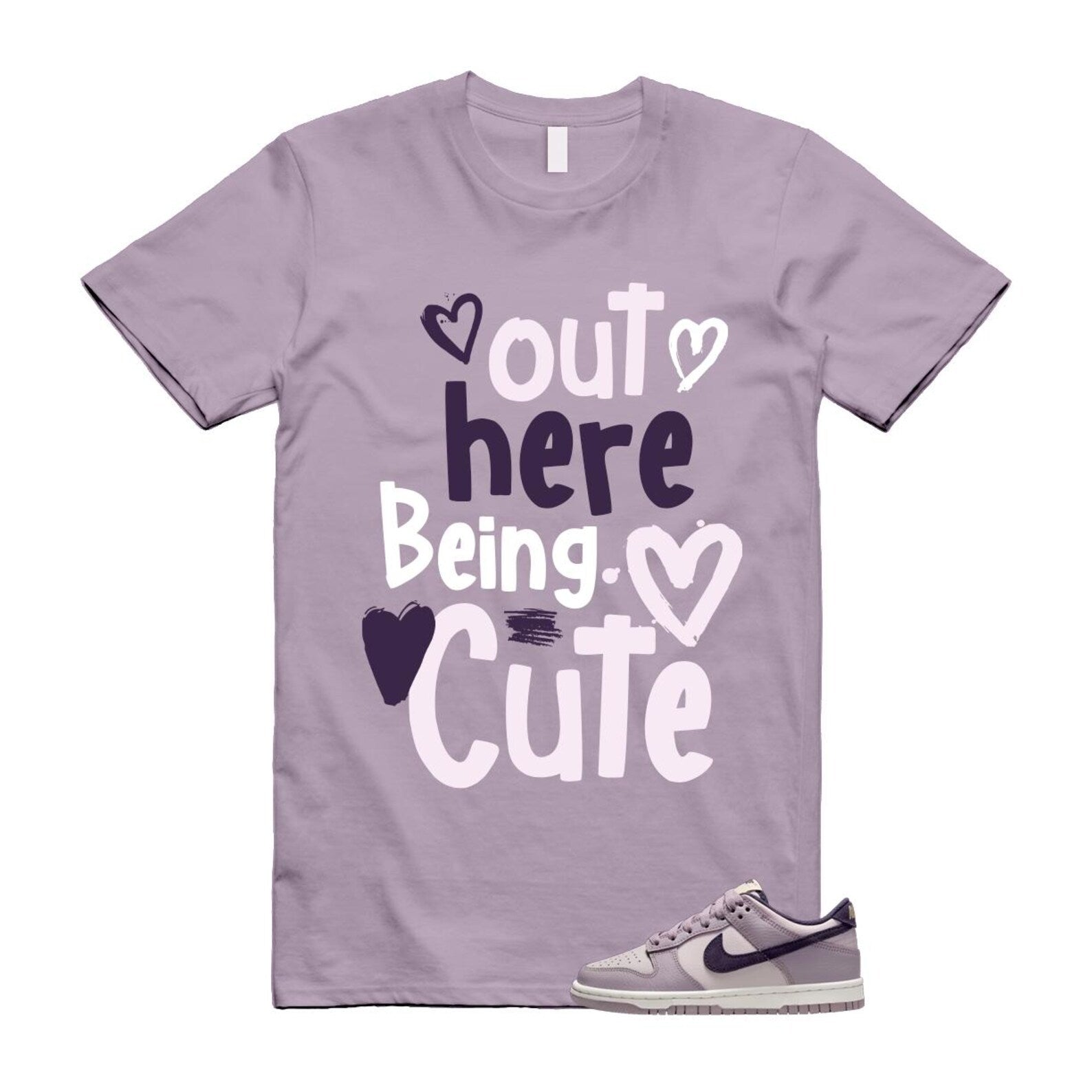 Dunk Light Violet Ore Platinum Dark Raisin T Shirt Match Out Here Being Cute HQ3642-202 T-Shirt, Sneaker Match Tee