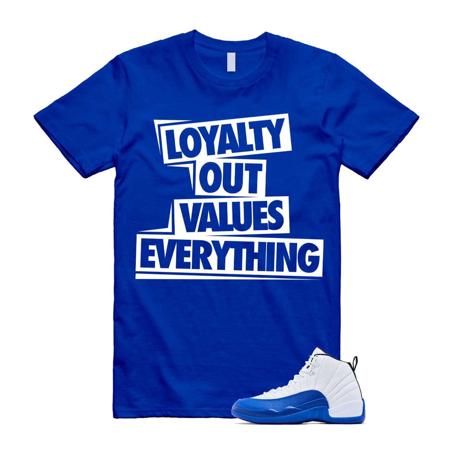 12 Blueberry Game Royal Blue White Black T Shirt Match LOVE CT8013-140 T-Shirt, Sneaker Match Tee