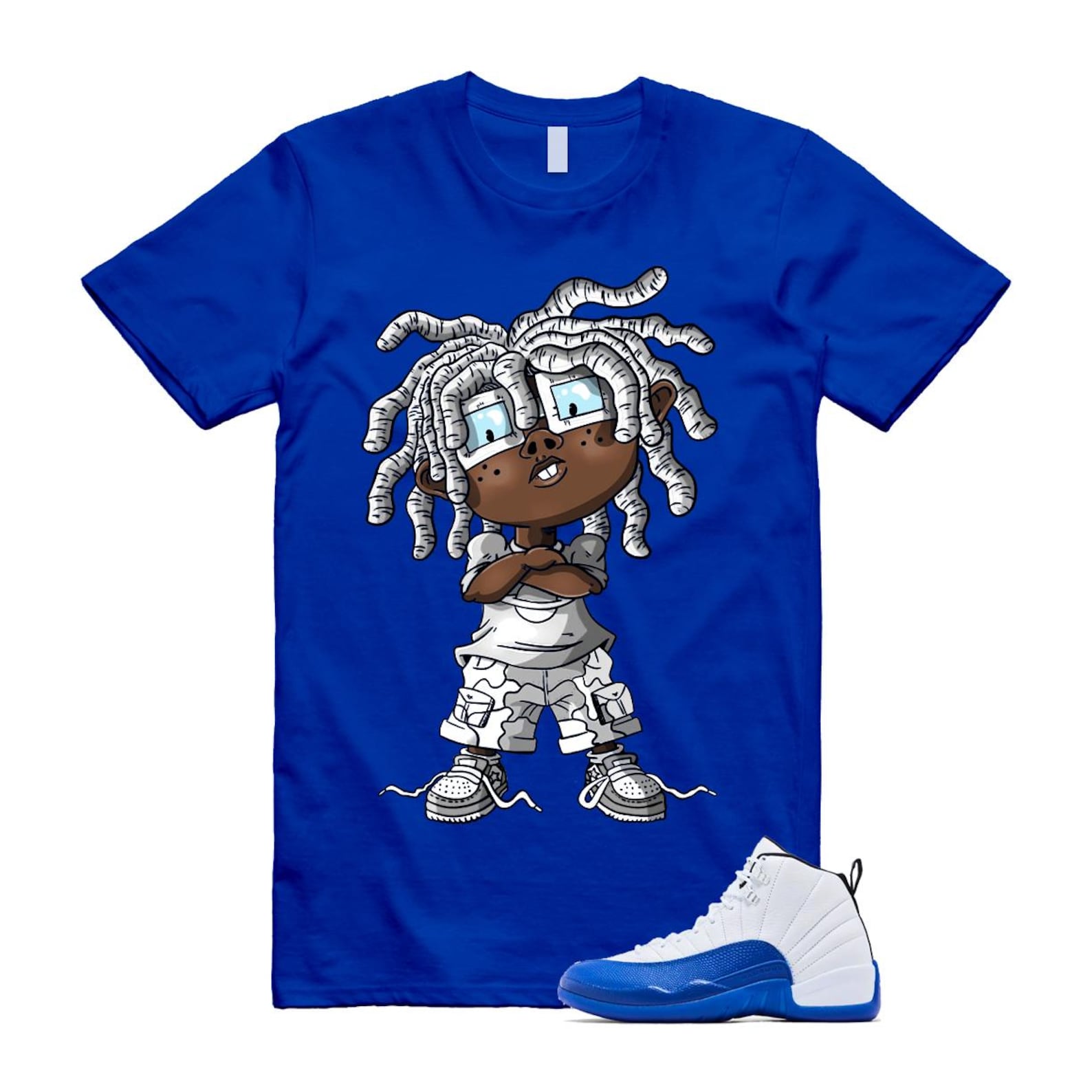 12 Blueberry Game Royal Blue White Black T Shirt Match CHONGO CT8013-140 T-Shirt, Sneaker Match Tee