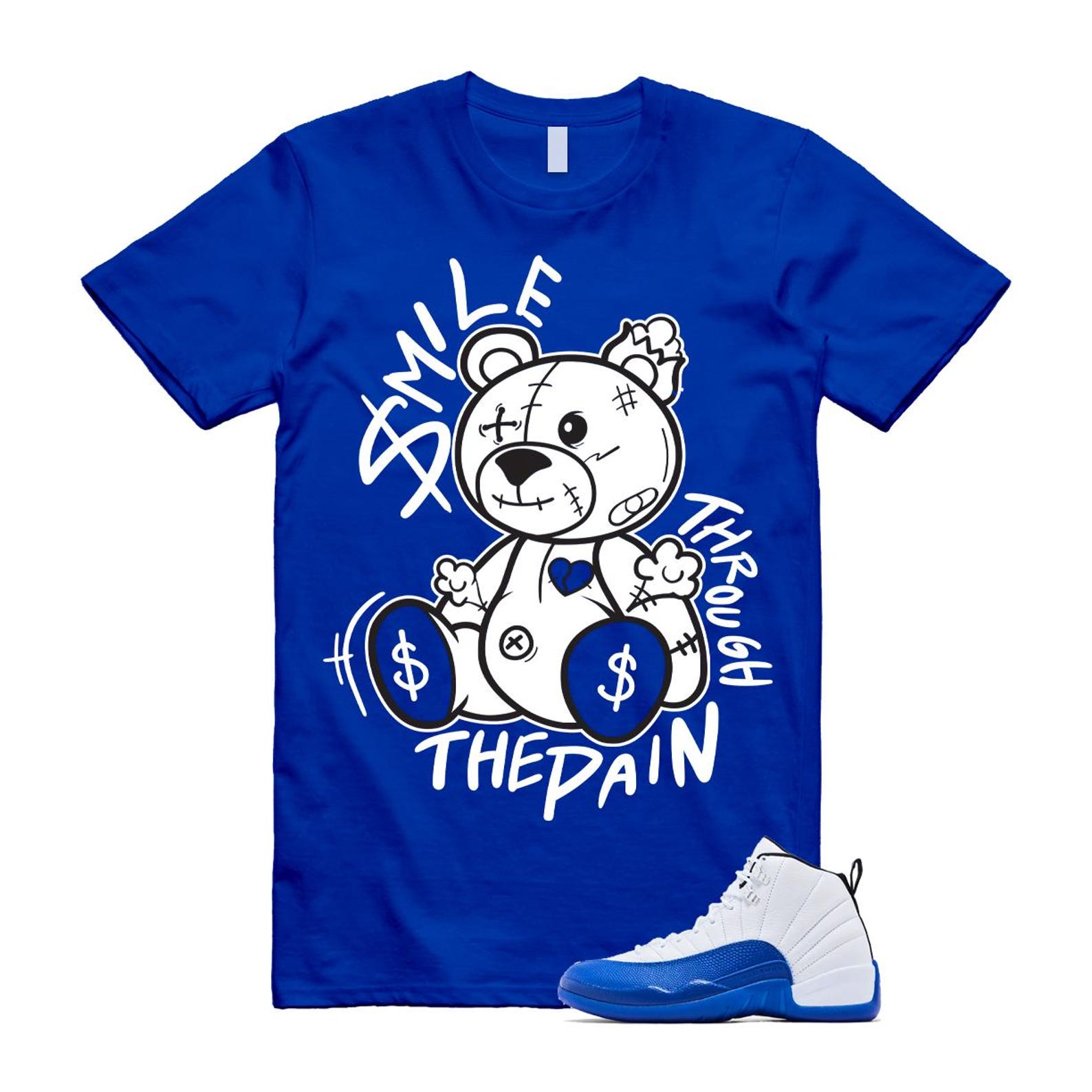 12 Blueberry Game Royal Blue White Black T Shirt Match Smile Through The Pain CT8013-140 T-Shirt, Sneaker Match Tee