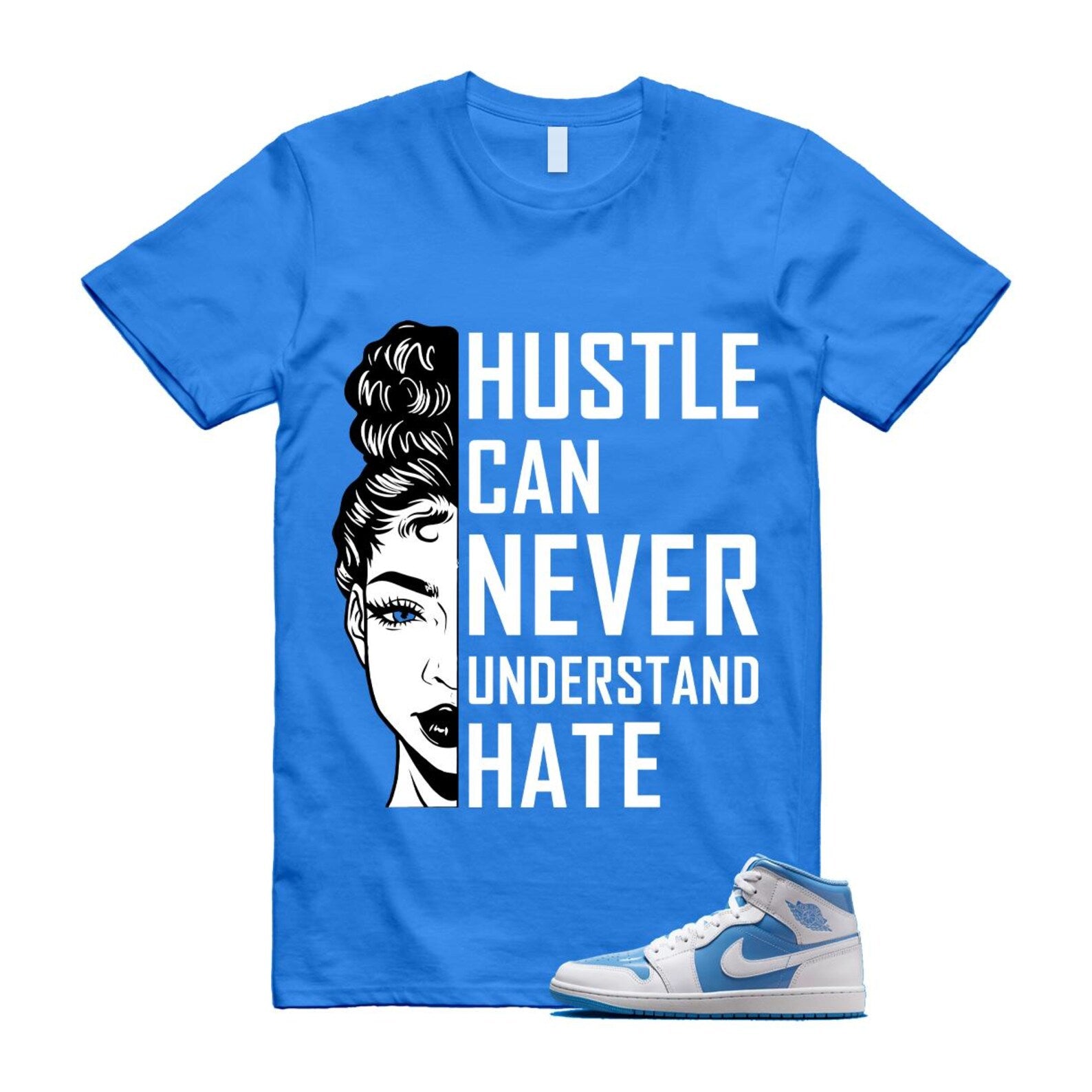 1 Legend Blue White Mid T Shirt Match HUSTLE FZ2142-114 T-Shirt, Sneaker Match Tee