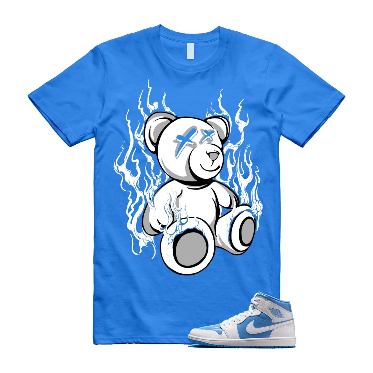 1 Legend Blue White Mid T Shirt Match LIT FZ2142-114 T-Shirt, Sneaker Match Tee