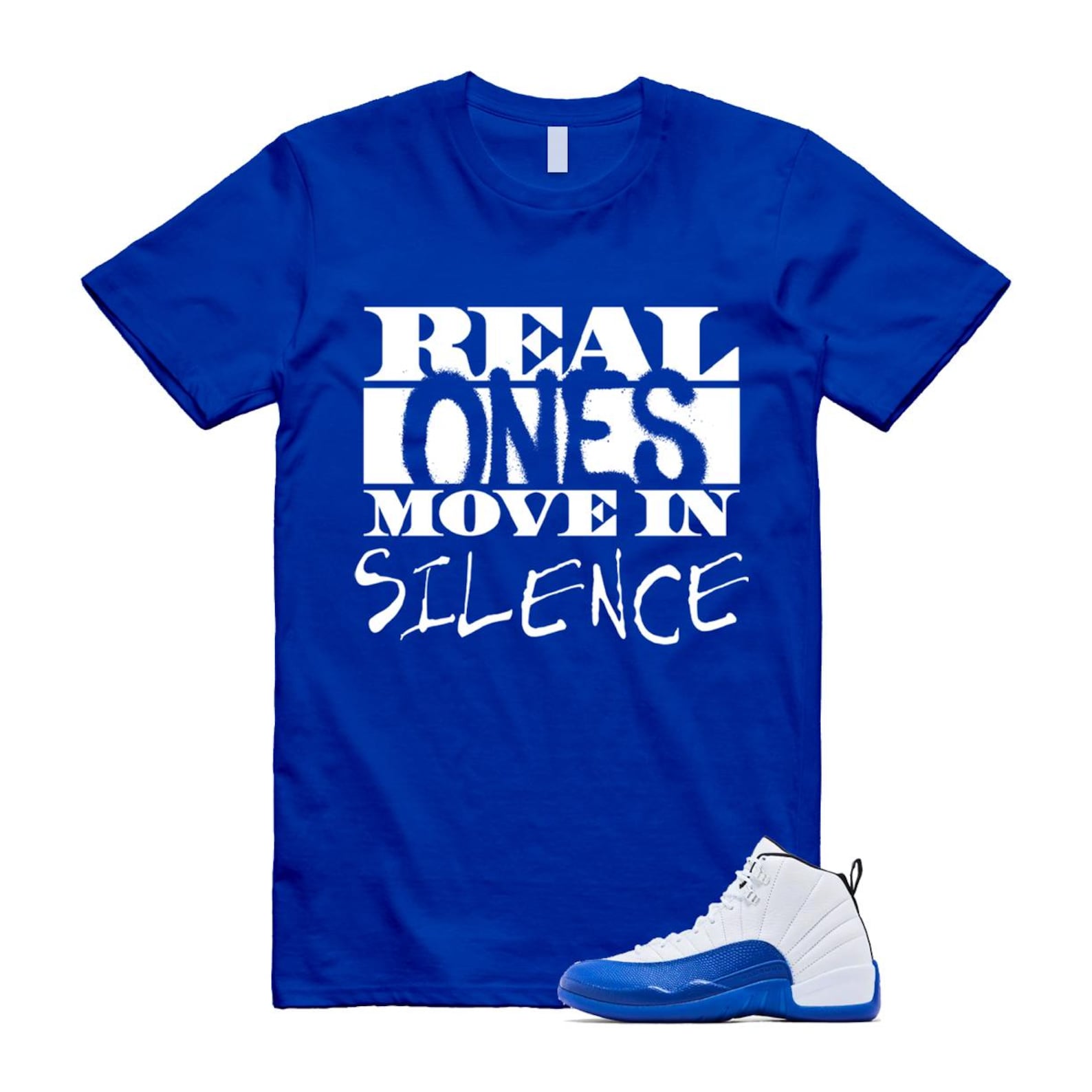 12 Blueberry Game Royal Blue White Black T Shirt Match REAL CT8013-140 T-Shirt, Sneaker Match Tee