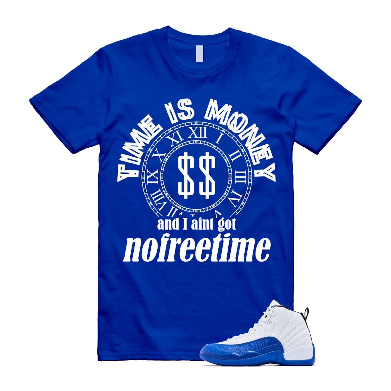 12 Blueberry Game Royal Blue White Black T Shirt Match FREE CT8013-140 T-Shirt, Sneaker Match Tee