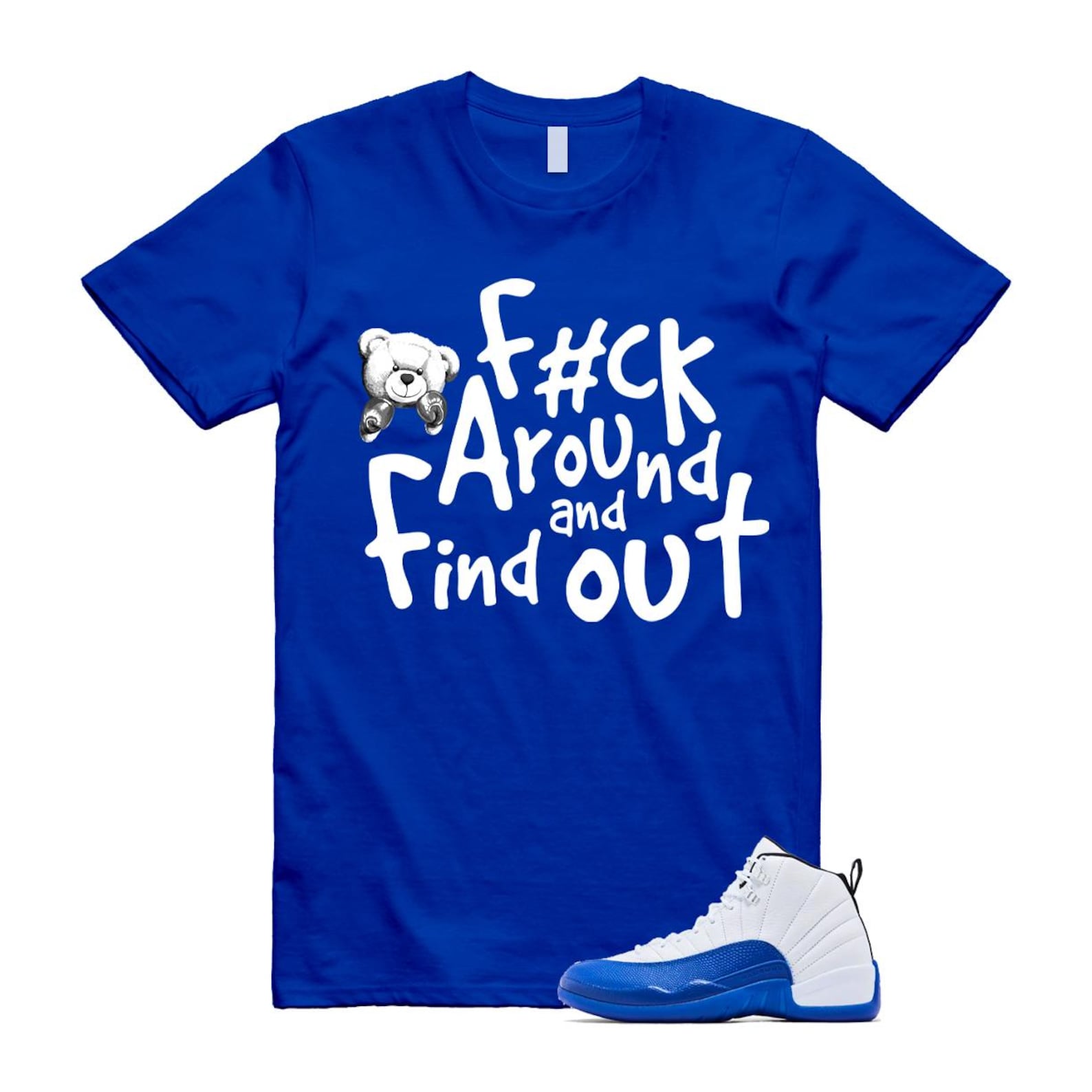 12 Blueberry Game Royal Blue White Black T Shirt Match FCK CT8013-140 T-Shirt, Sneaker Match Tee