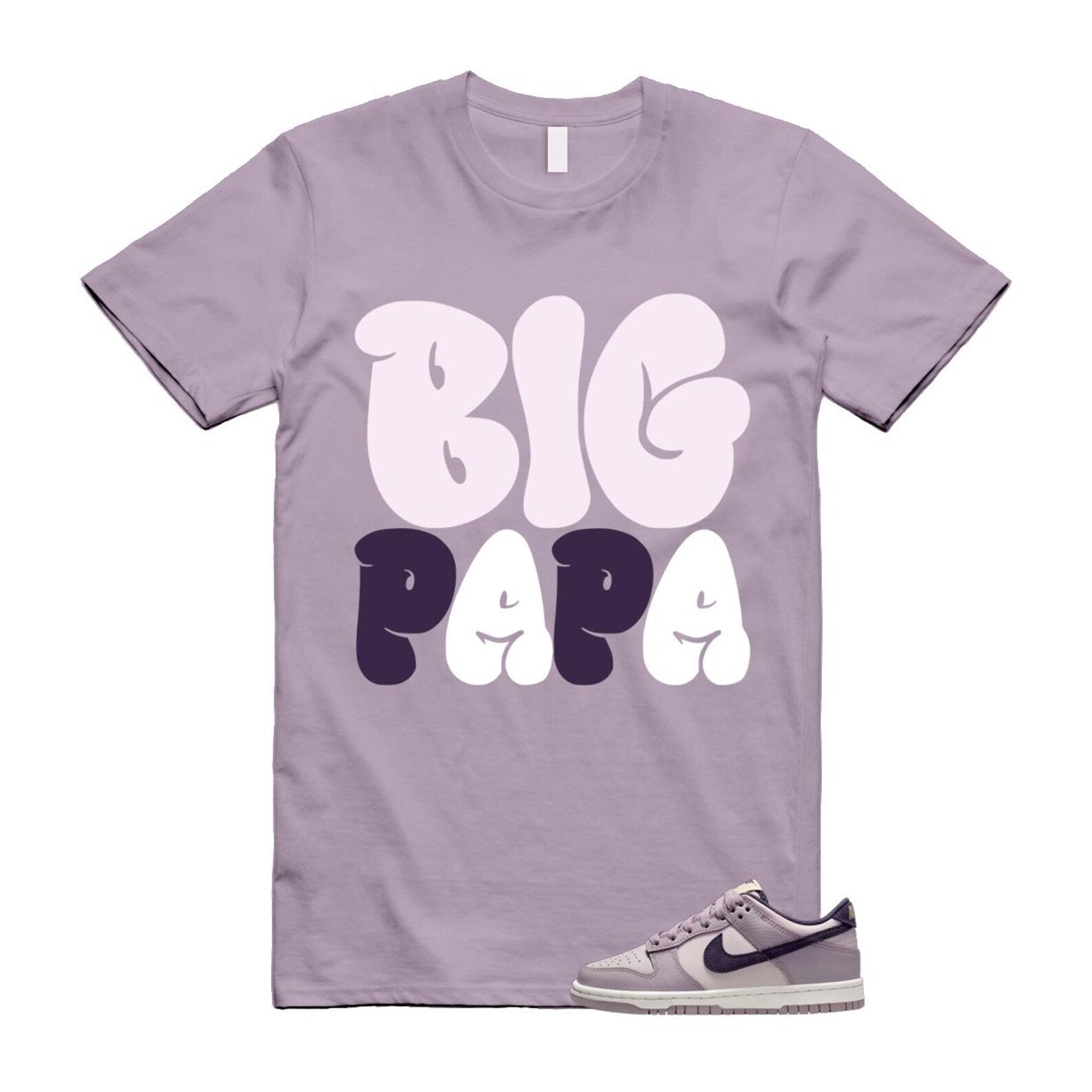 Dunk Light Violet Ore Platinum Dark Raisin T Shirt Match PAPA HQ3642-202 T-Shirt, Sneaker Match Tee