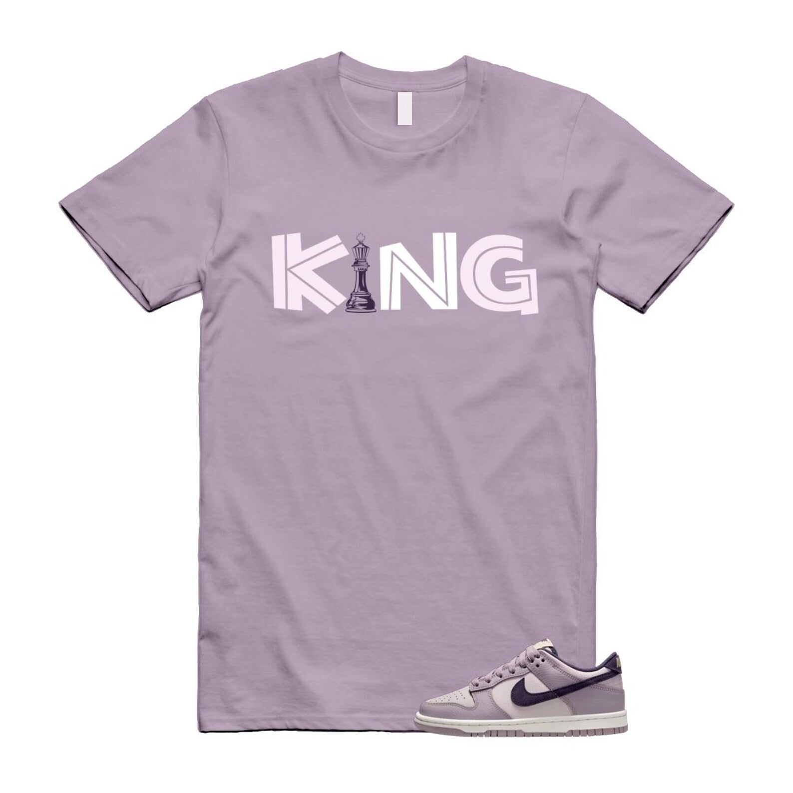 Dunk Light Violet Ore Platinum Dark Raisin T Shirt Match KING HQ3642-202 T-Shirt, Sneaker Match Tee