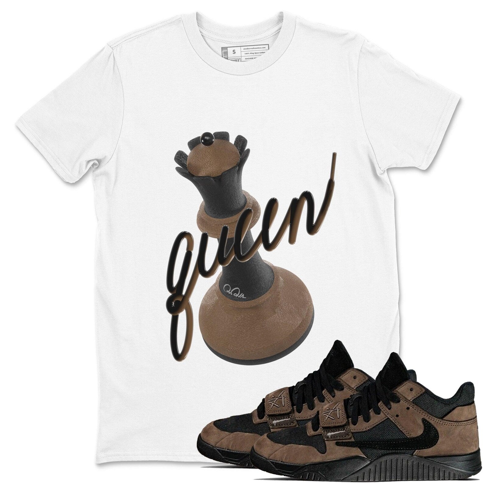3D Queen Sneaker T Shirts To Match Jordans Jumpman Jack Travis Dark Mocha, FZ8117-204 T-Shirt, Sneaker Match Tee