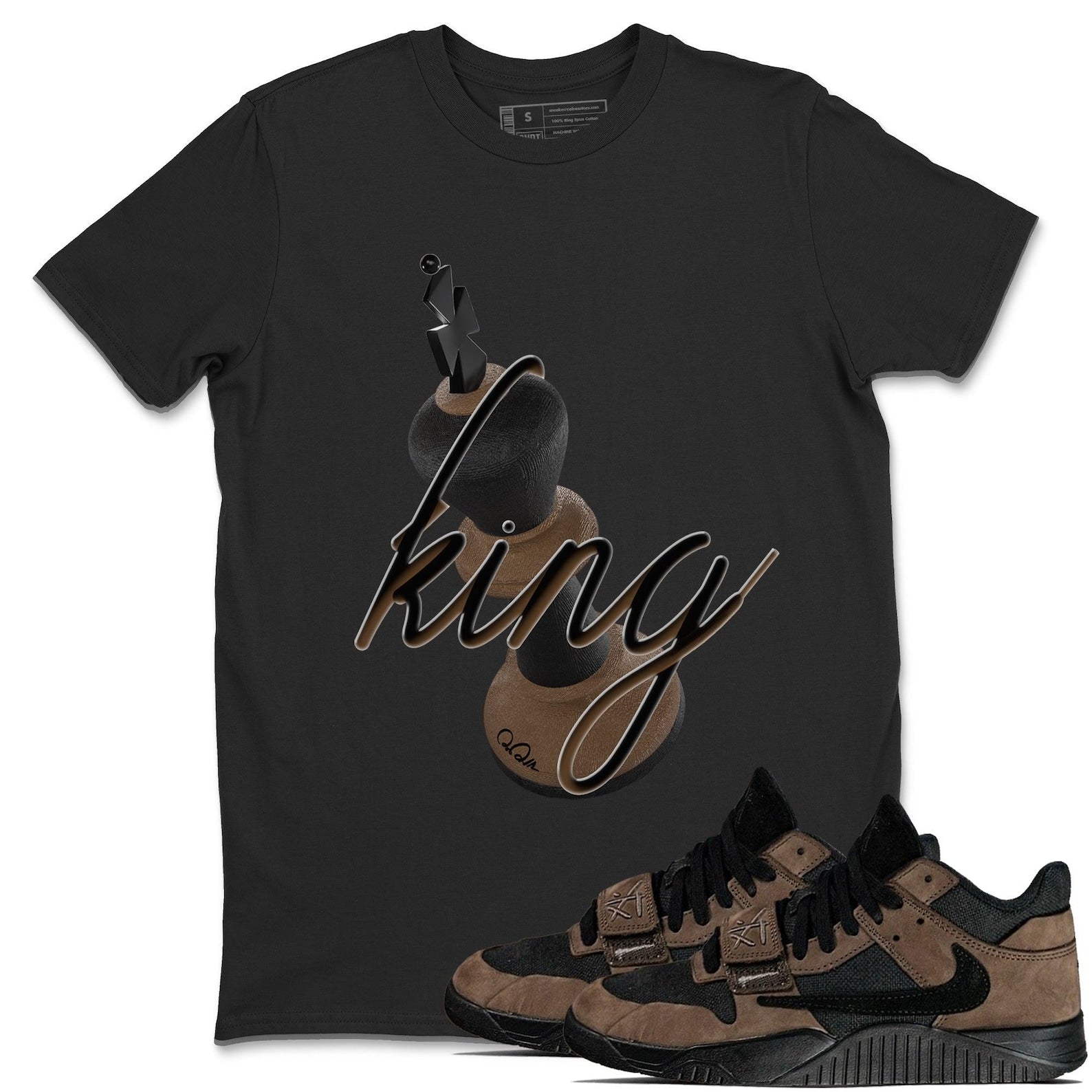 3D King Sneaker T Shirts To Match Jordans Jumpman Jack Travis Dark Mocha, FZ8117-204 T-Shirt, Sneaker Match Tee