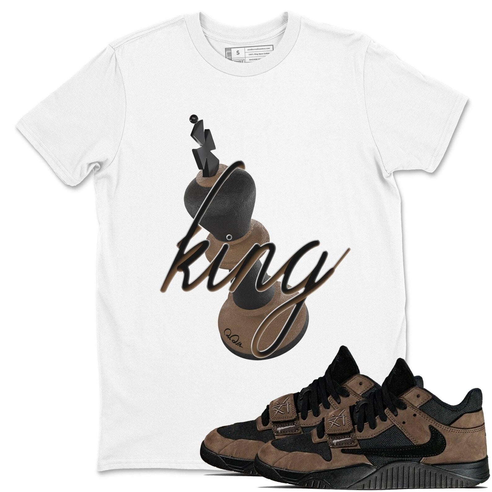 3D King Sneaker T Shirts To Match Jordans Jumpman Jack Travis Dark Mocha, FZ8117-204 T-Shirt, Sneaker Match Tee
