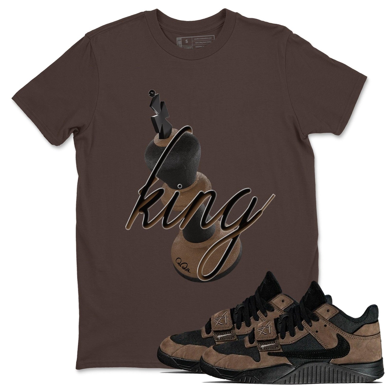 3D King Sneaker T Shirts To Match Jordans Jumpman Jack Travis Dark Mocha, FZ8117-204 T-Shirt, Sneaker Match Tee