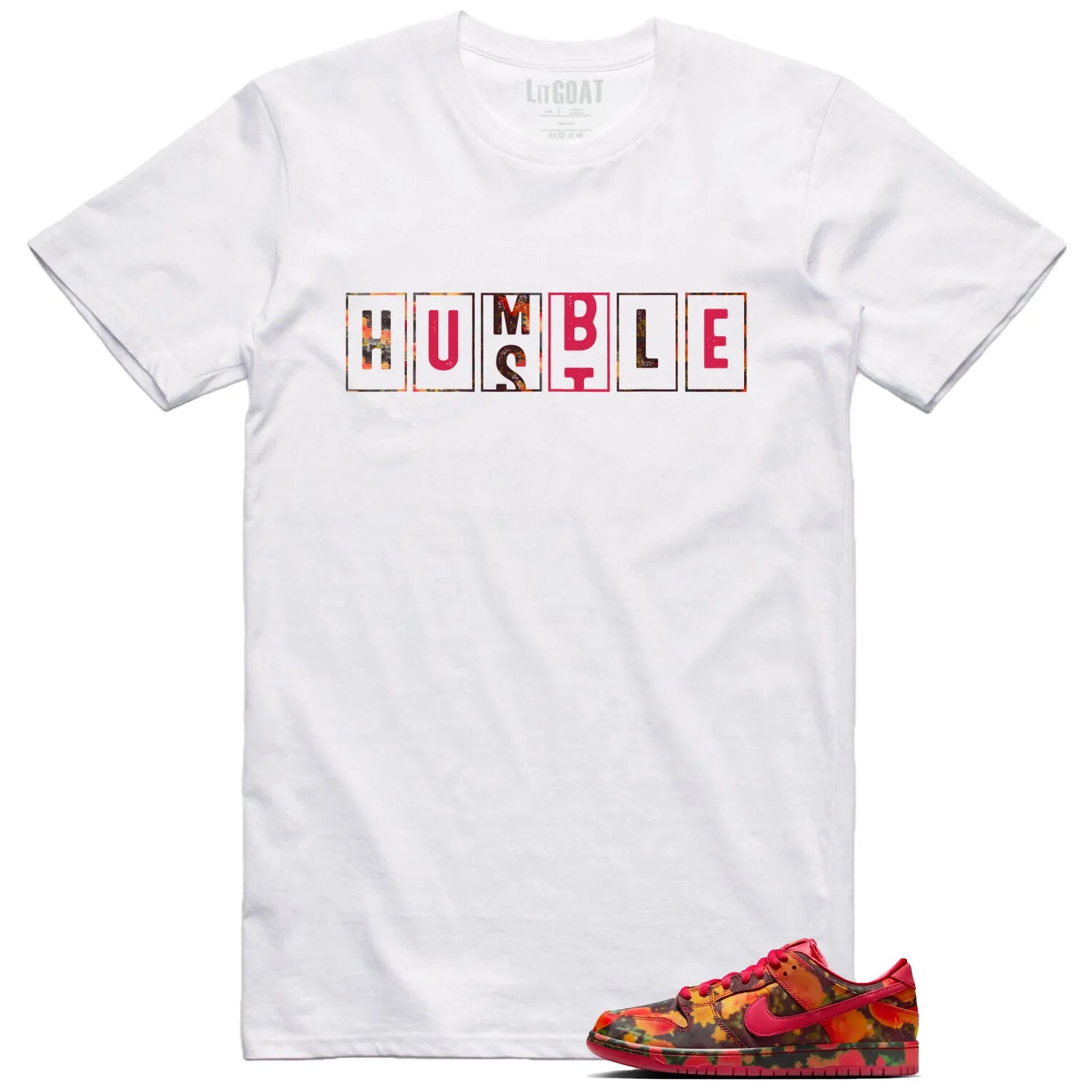 SB Dunk Low The Wizard of Oz Poppy Field , Hustle Humble T-Shirt FZ1291-600 T-Shirt, Sneaker Match Tee