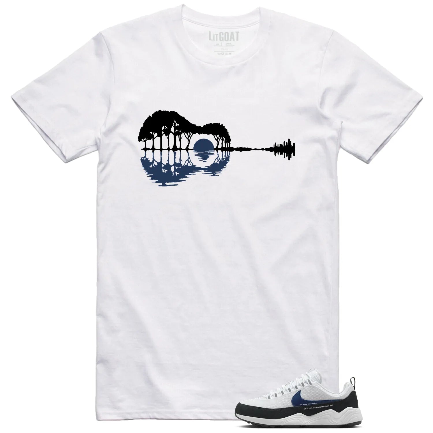 Guitar Shirt for Air Zoom Spiridon Fragment Blue Void Sneaker HF5455-100 T-Shirt, Sneaker Match Tee