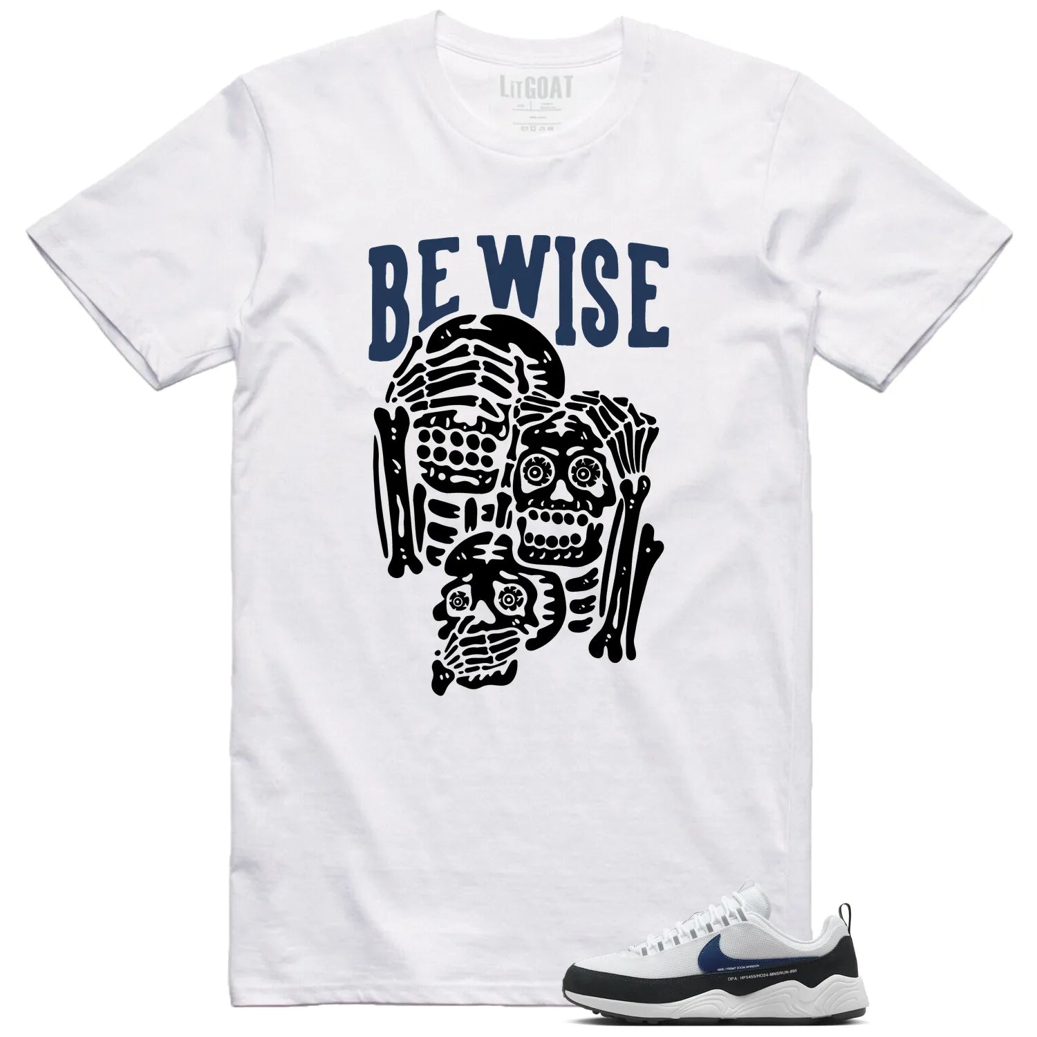 Air Zoom Spiridon Fragment Blue Void ‘Be Wise’ Matching Shirt HF5455-100 T-Shirt, Sneaker Match Tee