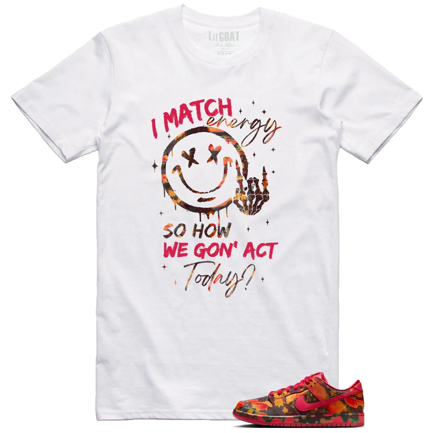SB Dunk Low The Wizard of Oz Poppy Field Matching Tee Shirt , Match Energy FZ1291-600 T-Shirt, Sneaker Match Tee