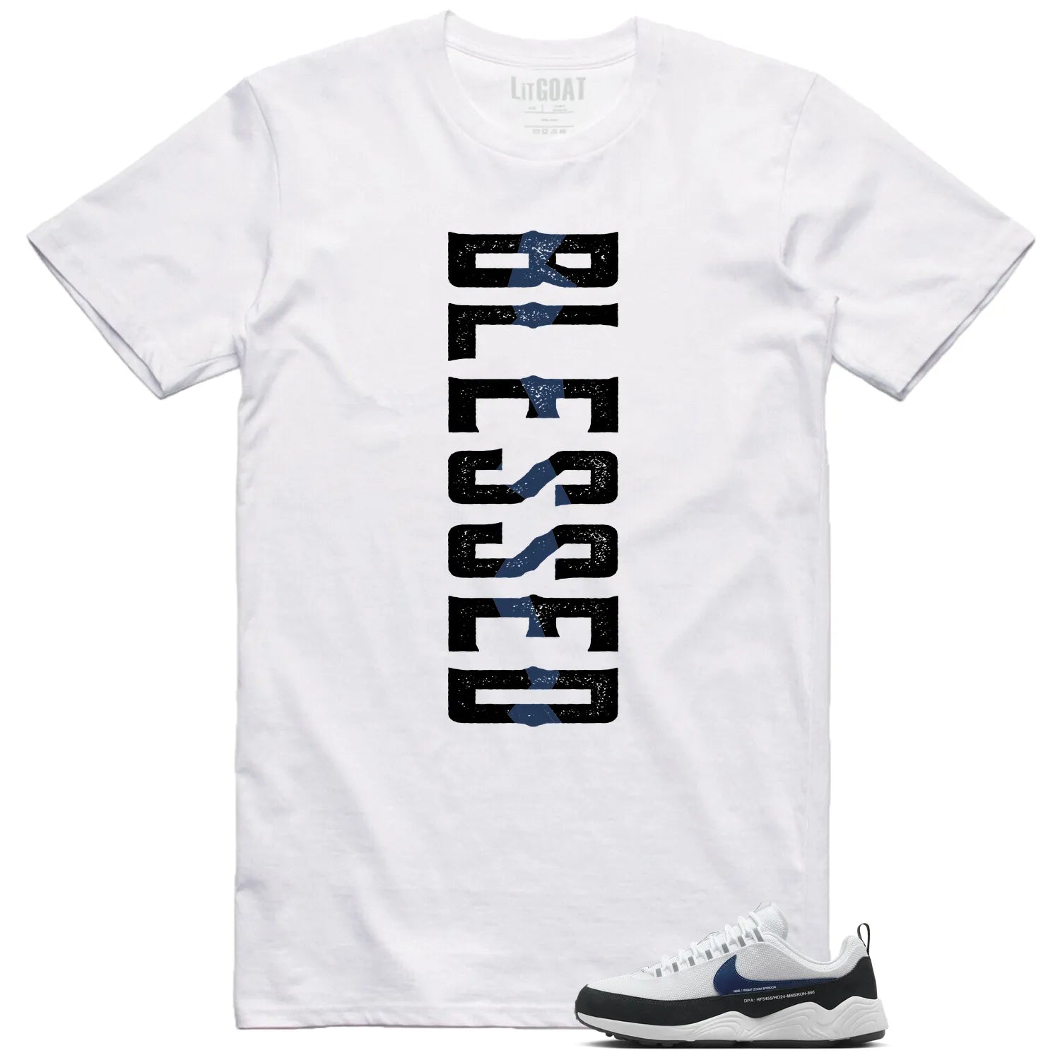 Blessed Tee , Air Zoom Spiridon Fragment Blue Void Match HF5455-100 T-Shirt, Sneaker Match Tee