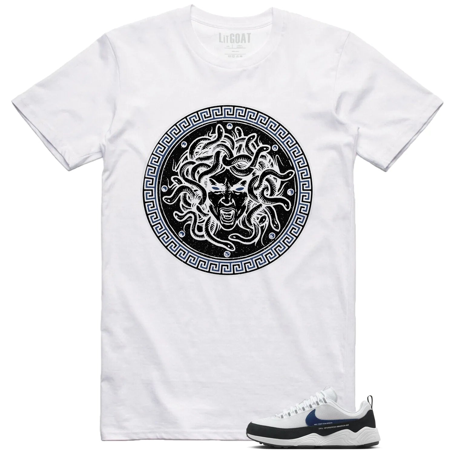 Medusa Tee for Air Zoom Spiridon Fragment Blue Void Kicks HF5455-100 T-Shirt, Sneaker Match Tee