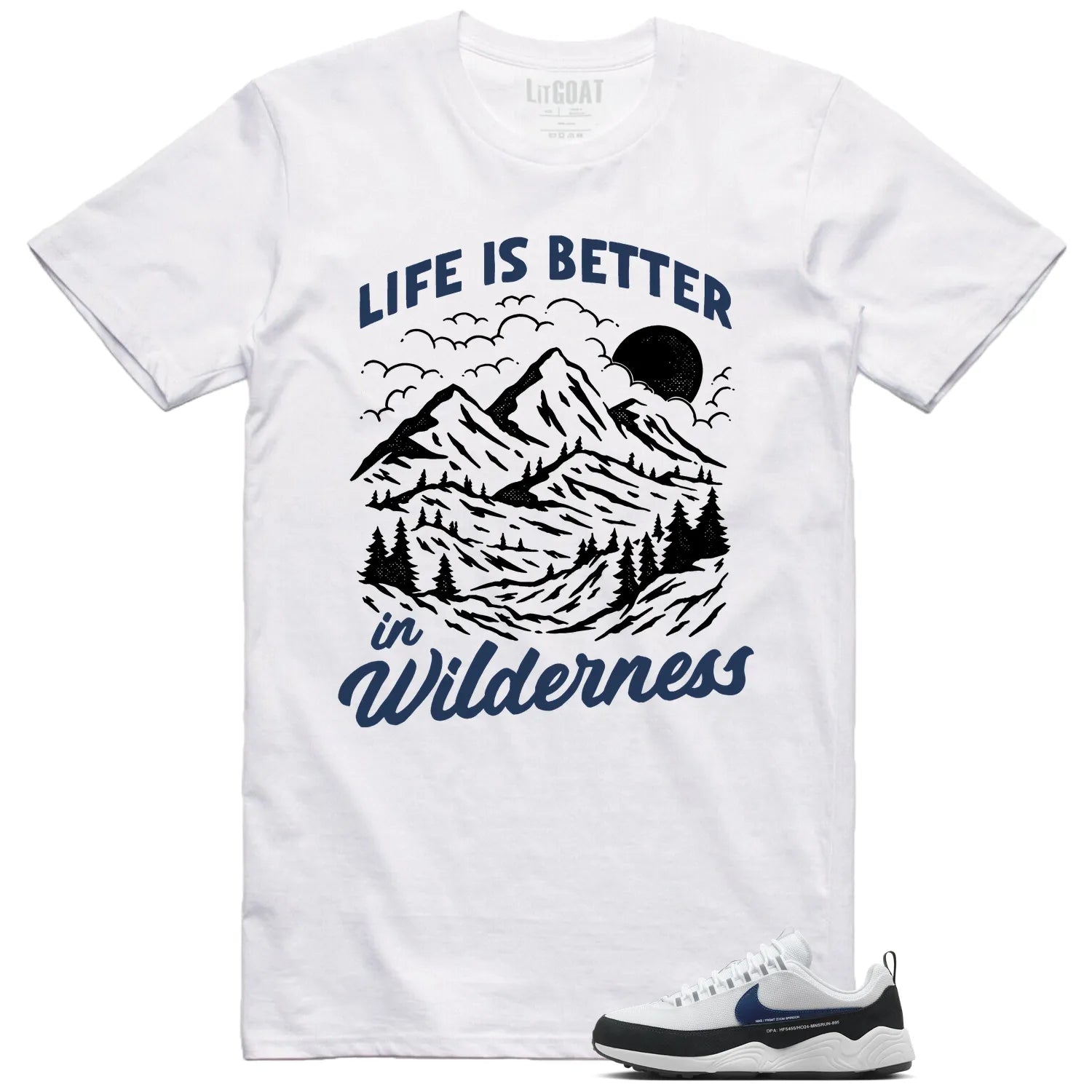 Wilderness Tee , Perfect with Air Zoom Spiridon Fragment Blue Void HF5455-100 T-Shirt, Sneaker Match Tee