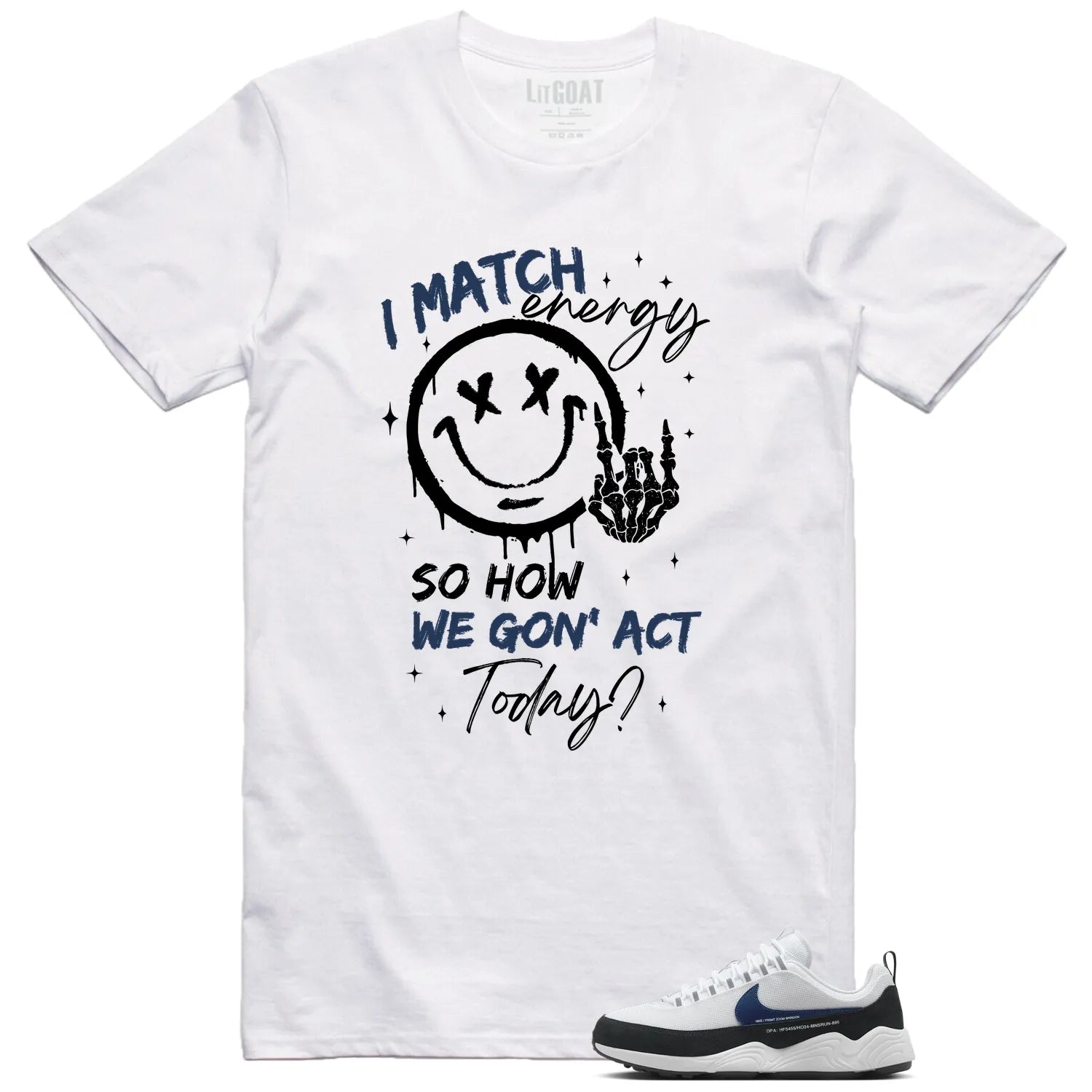 Air Zoom Spiridon Fragment Blue Void Matching Tee Shirt , Match Energy HF5455-100 T-Shirt, Sneaker Match Tee