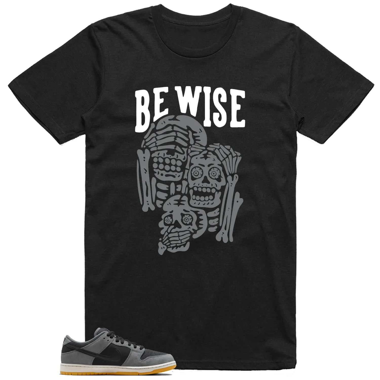 SB Dunk Low Dark Smoke Grey ‘Be Wise’ Matching Shirt HF3063-001 T-Shirt, Sneaker Match Tee