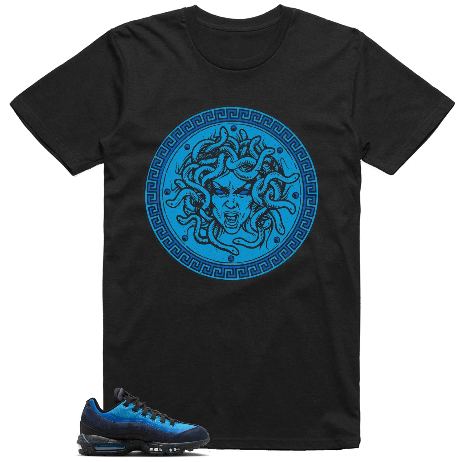Medusa Tee for Air Max 95 x Stash Black and Harbor Blue Kicks HF5515-400 T-Shirt, Sneaker Match Tee