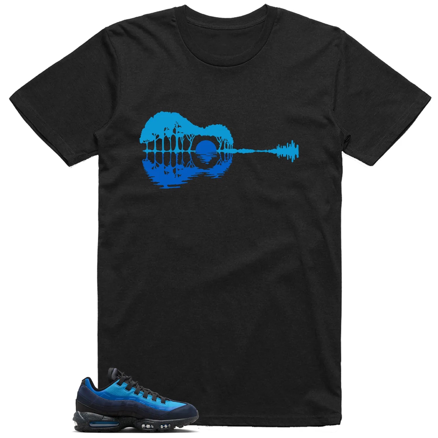 Guitar Shirt for Air Max 95 x Stash Black and Harbor Blue Sneaker HF5515-400 T-Shirt, Sneaker Match Tee