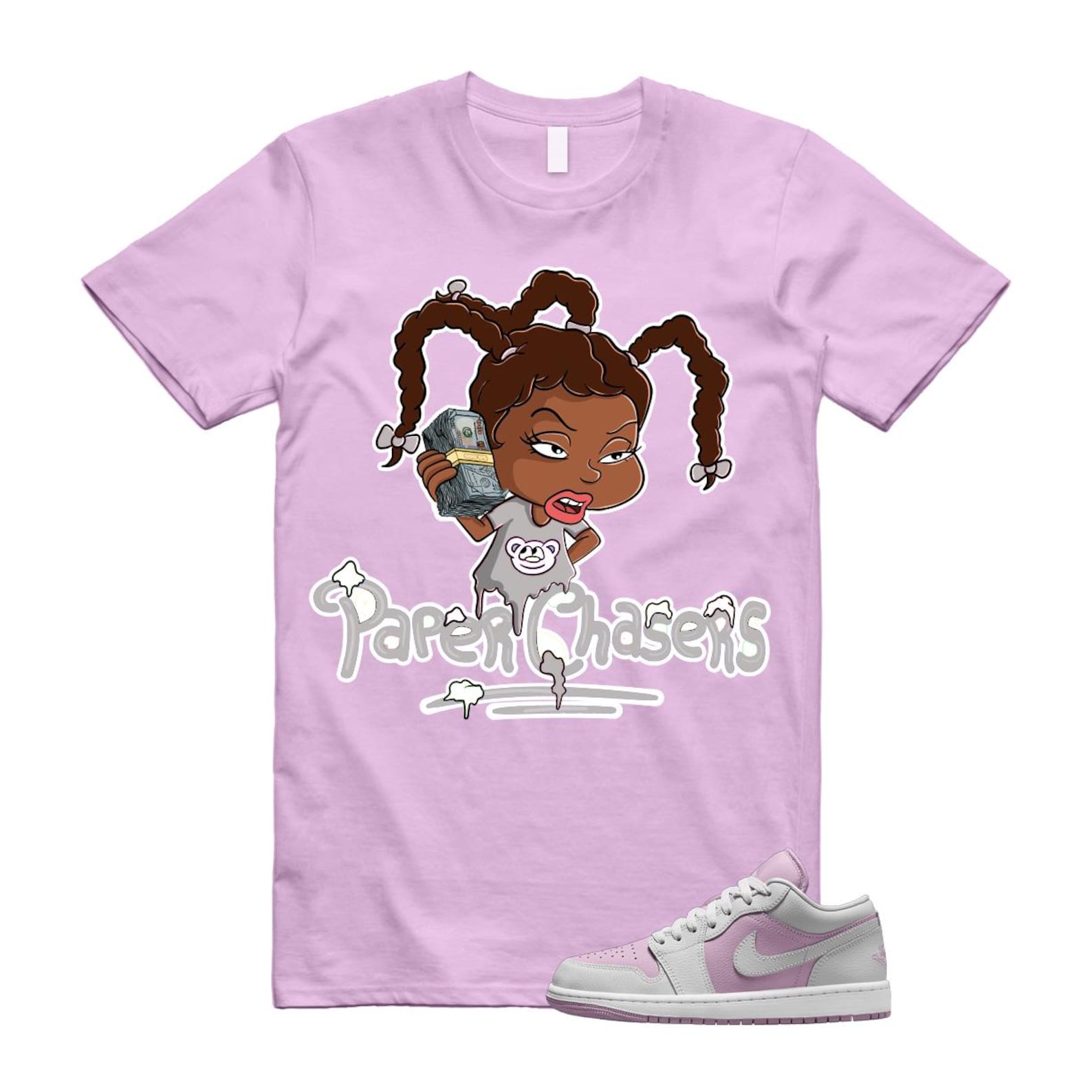 Jordan 1 Low Orchid Neutral Grey T Shirt Match PC DC0774-510 T-Shirt, Sneaker Match Tee
