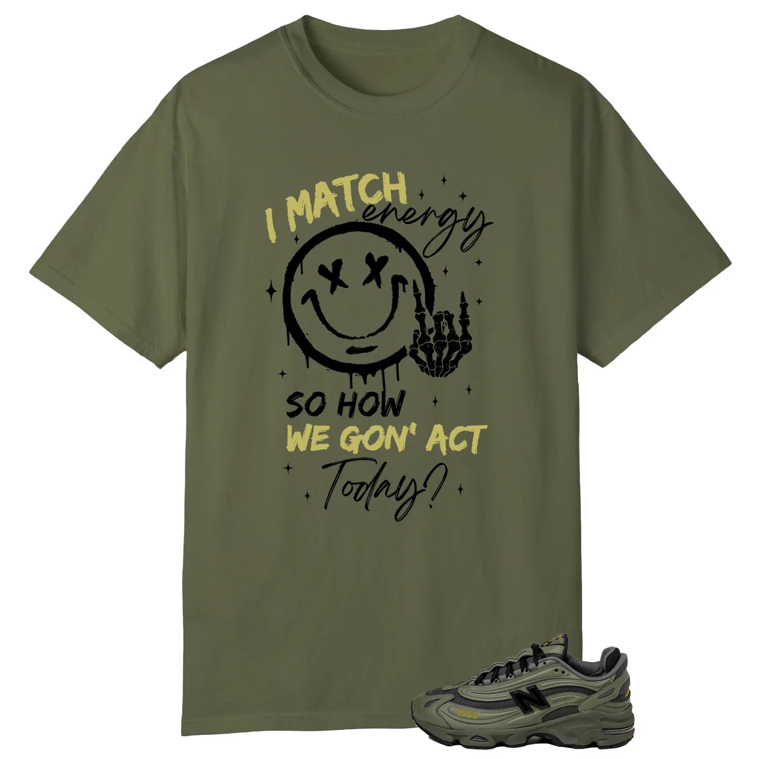 New Balance 1000 Dark Olivine Matching Tee Shirt , Match Energy M1000EA T-Shirt, Sneaker Match Tee