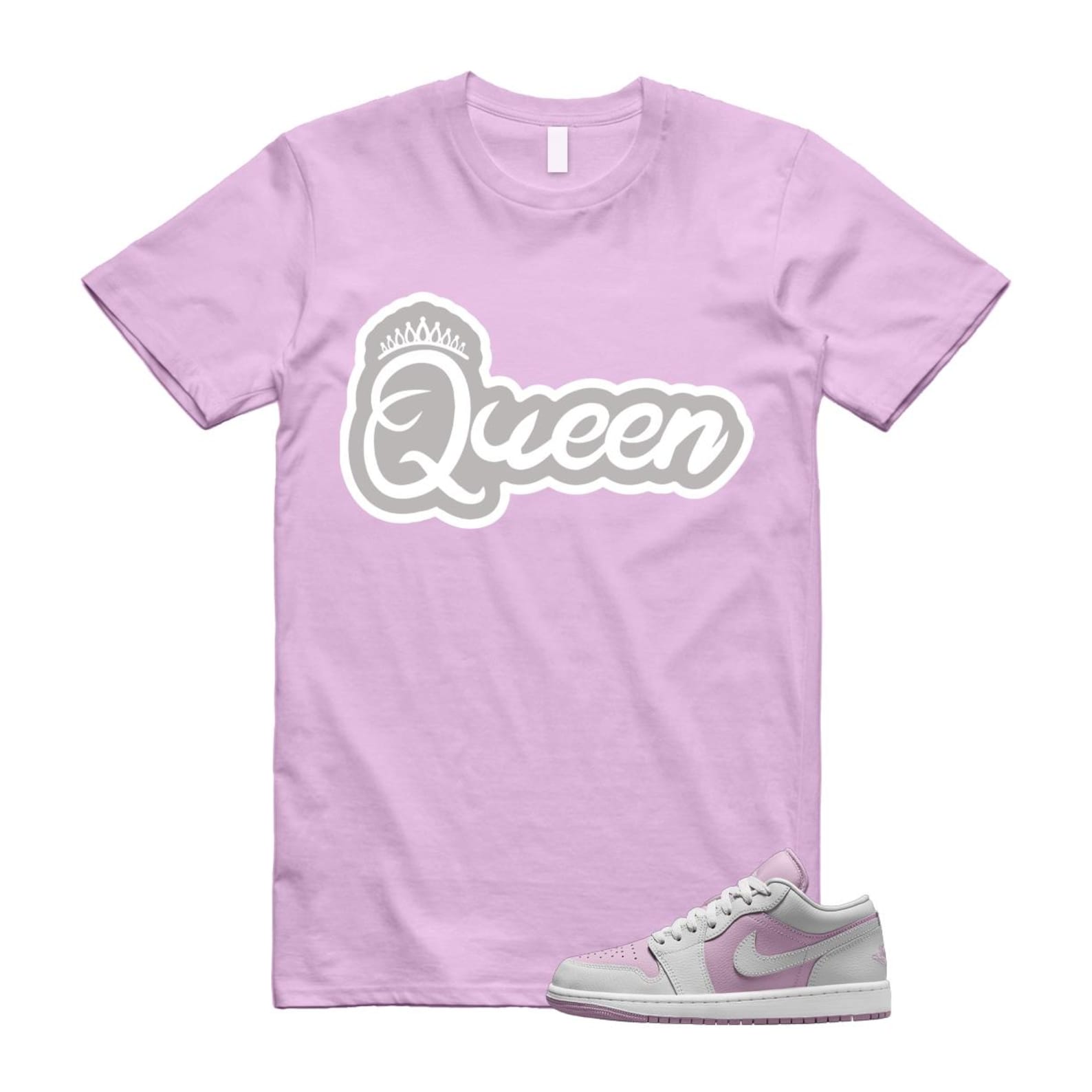 Jordan 1 Low Orchid Neutral Grey T Shirt Match Q2 DC0774-510 T-Shirt, Sneaker Match Tee