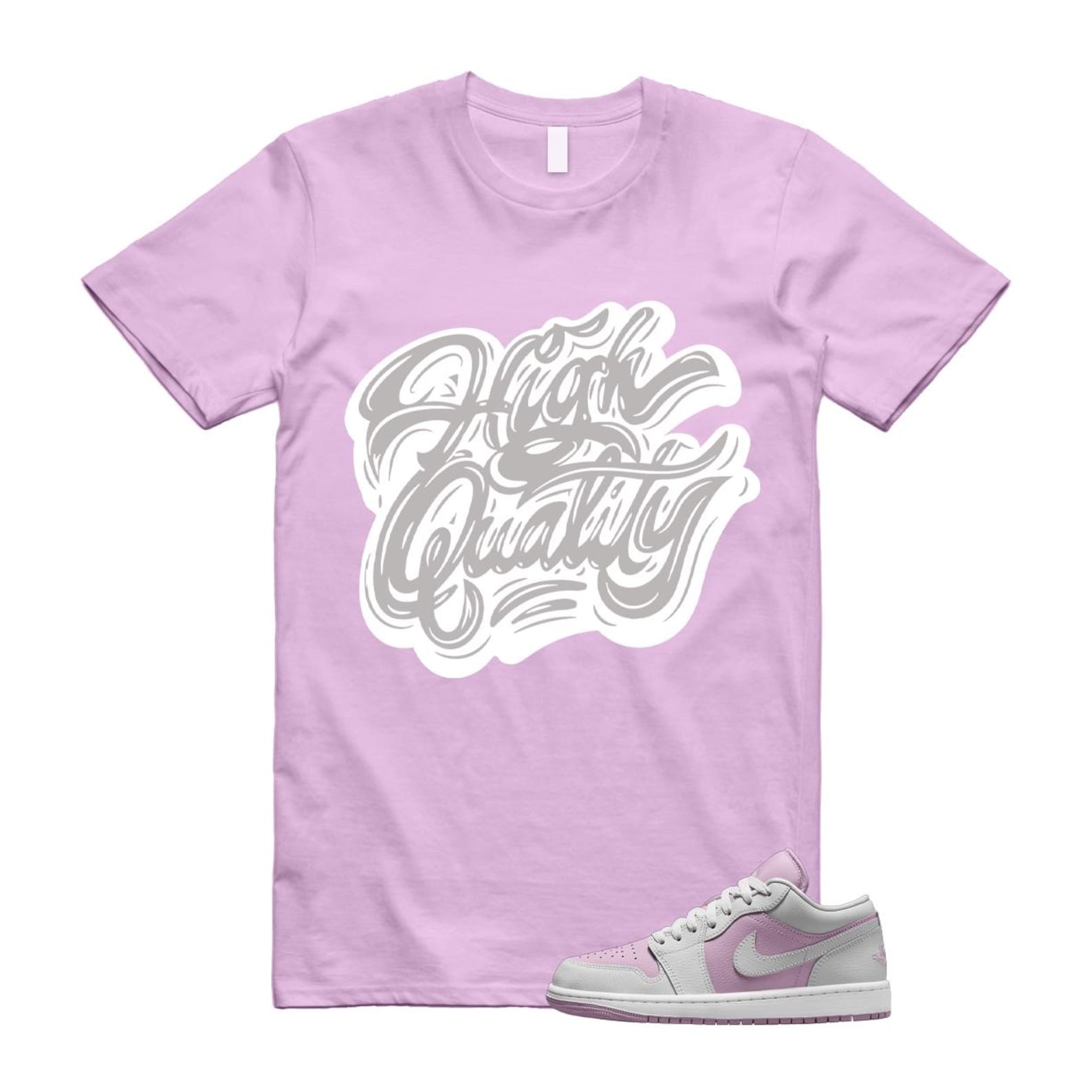 Jordan 1 Low Orchid Neutral Grey T Shirt Match HIGH DC0774-510 T-Shirt, Sneaker Match Tee