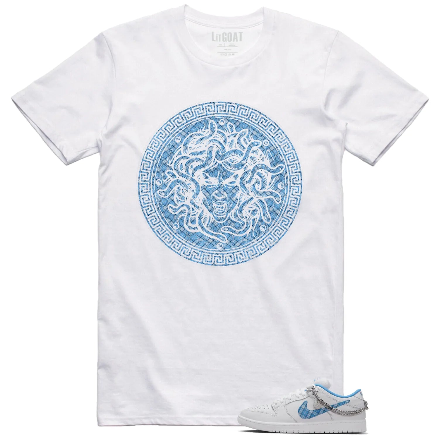 Medusa Tee for SB Dunk Low Pro x Nicole Hause White University Blue Kicks FZ8802-100 T-Shirt, Sneaker Match Tee