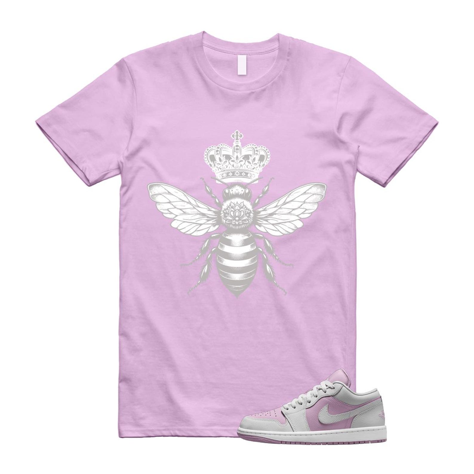 Jordan 1 Low Orchid Neutral Grey T Shirt Match BEE DC0774-510 T-Shirt, Sneaker Match Tee
