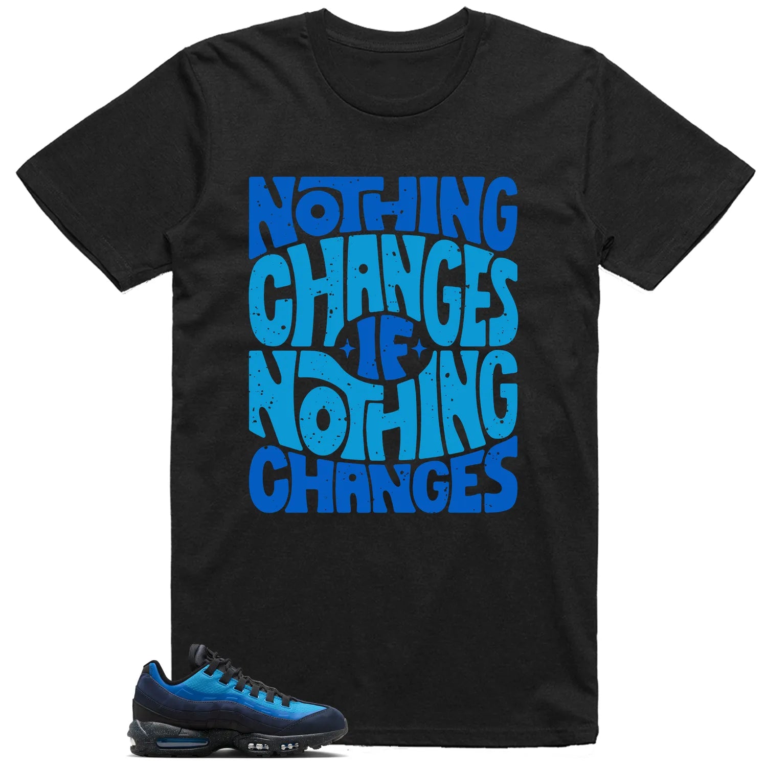Air Max 95 x Stash Black and Harbor Blue Style: Nothing Changes Tee HF5515-400 T-Shirt, Sneaker Match Tee