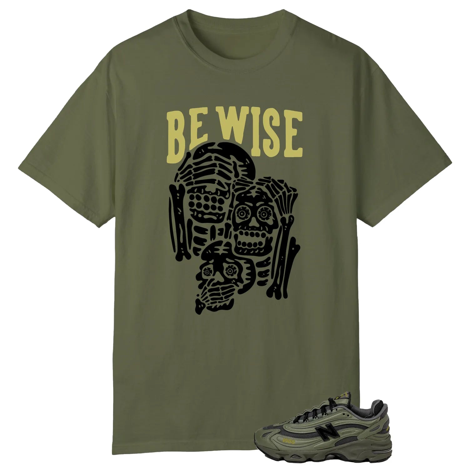 New Balance 1000 Dark Olivine ‘Be Wise’ Matching Shirt M1000EA T-Shirt, Sneaker Match Tee