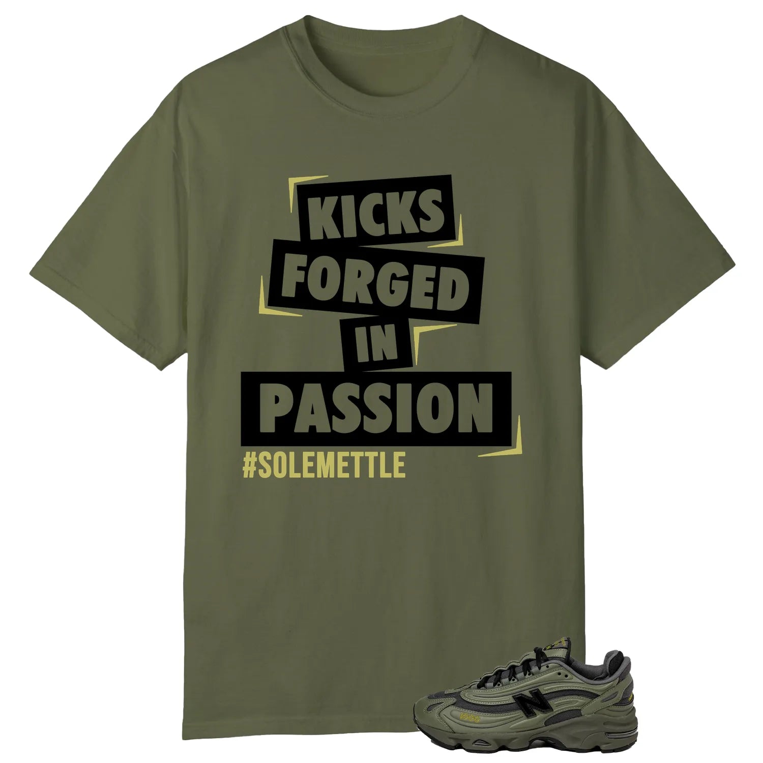 Passion Kicks Tee , Perfect Match for New Balance 1000 Dark Olivine M1000EA T-Shirt, Sneaker Match Tee