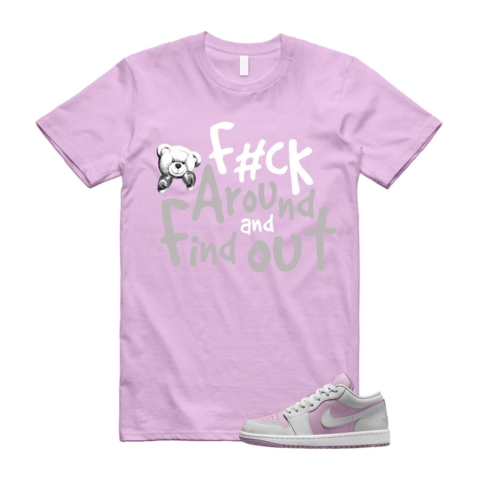 Jordan 1 Low Orchid Neutral Grey T Shirt Match FCK DC0774-510 T-Shirt, Sneaker Match Tee
