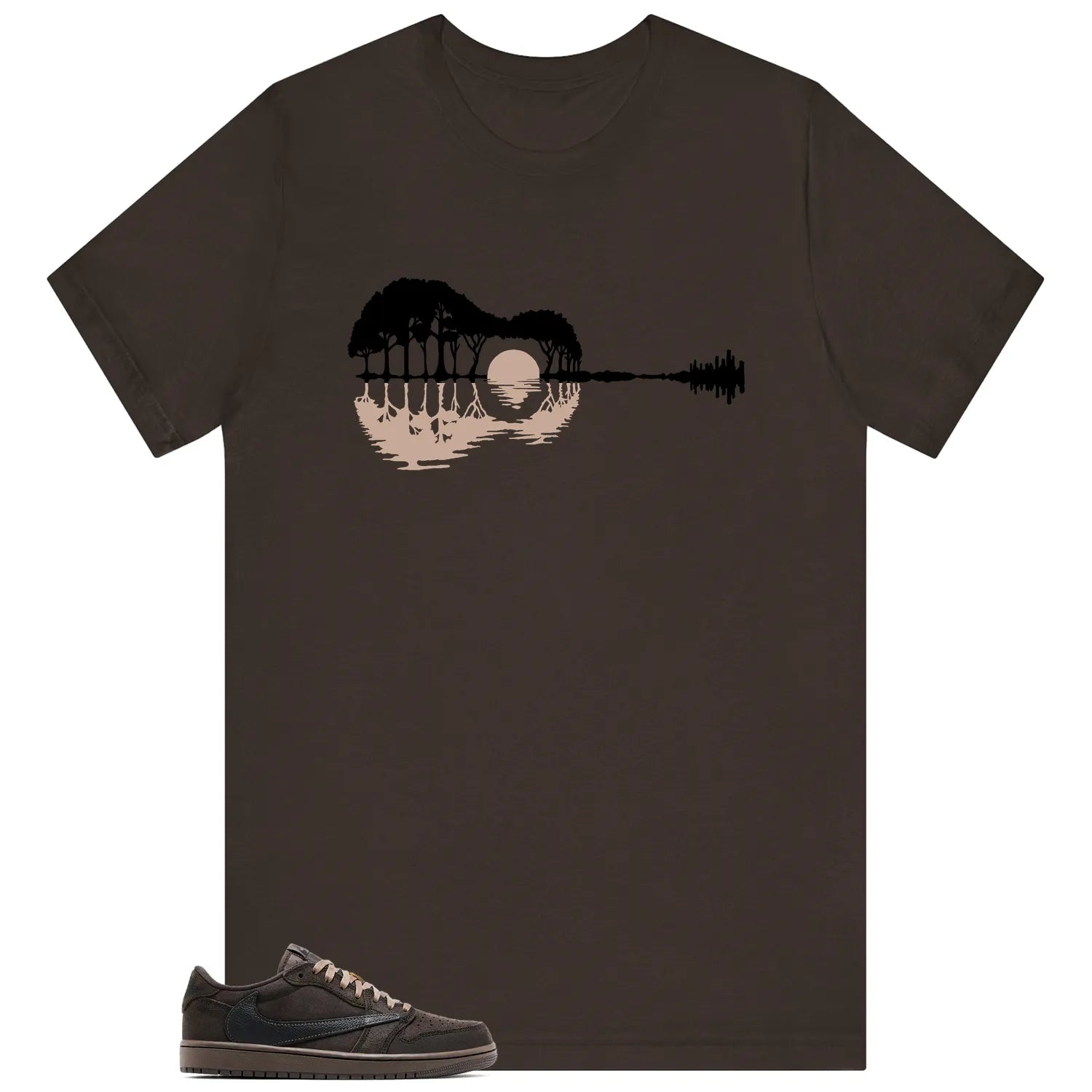 Guitar Shirt for Travis Scott x Air Jordan 1 Low OG Velvet Brown Sneaker DM7866-202 T-Shirt, Sneaker Match Tee