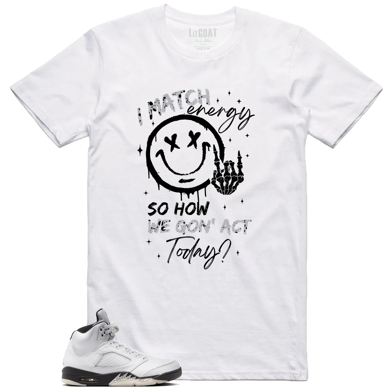 Air Jordan 5 Reverse Metallic Matching Tee Shirt , Match Energy DD0587-110 T-Shirt, Sneaker Match Tee