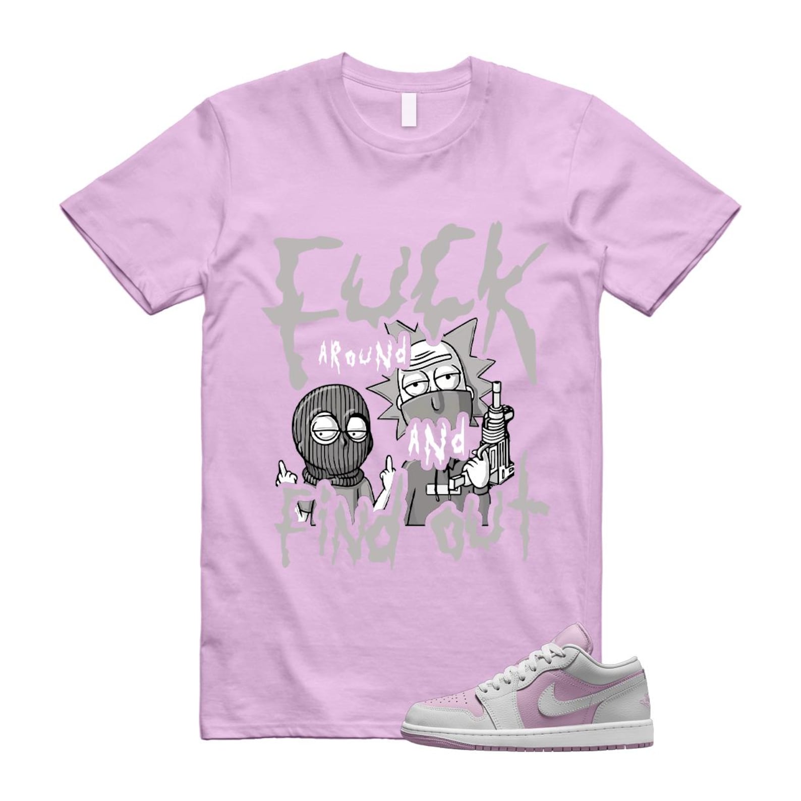Jordan 1 Low Orchid Neutral Grey T Shirt Match MORTY DC0774-510 T-Shirt, Sneaker Match Tee