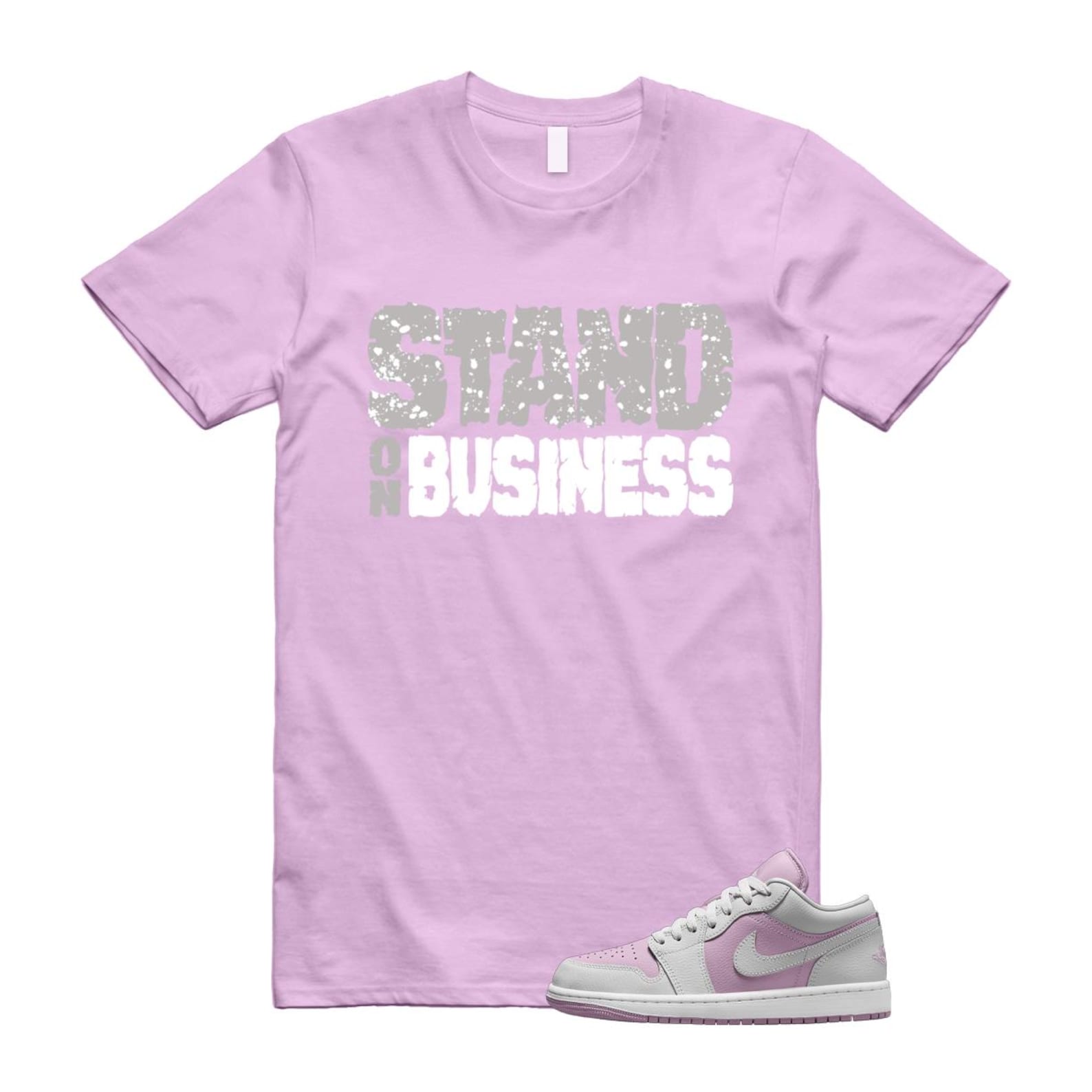 Jordan 1 Low Orchid Neutral Grey T Shirt Match Stand On Business DC0774-510 T-Shirt, Sneaker Match Tee