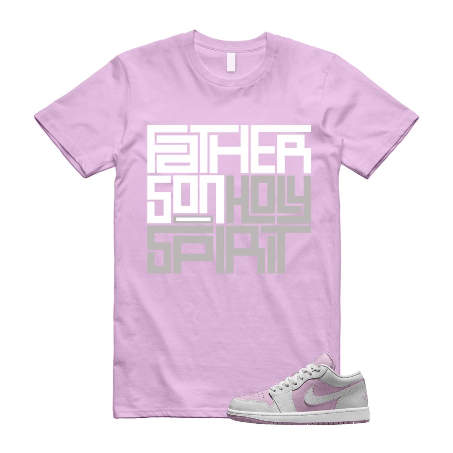 Jordan 1 Low Orchid Neutral Grey T Shirt Match FATHER DC0774-510 T-Shirt, Sneaker Match Tee