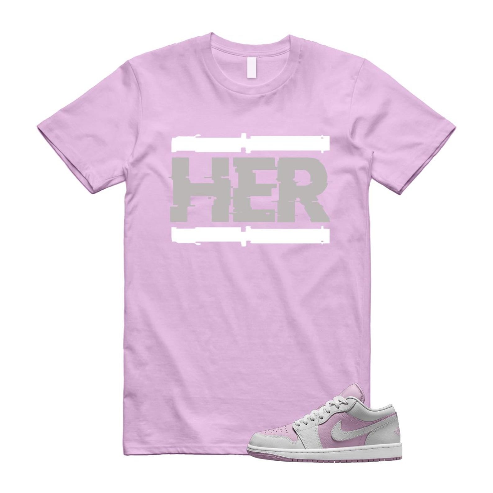 Jordan 1 Low Orchid Neutral Grey T Shirt Match HER DC0774-510 T-Shirt, Sneaker Match Tee