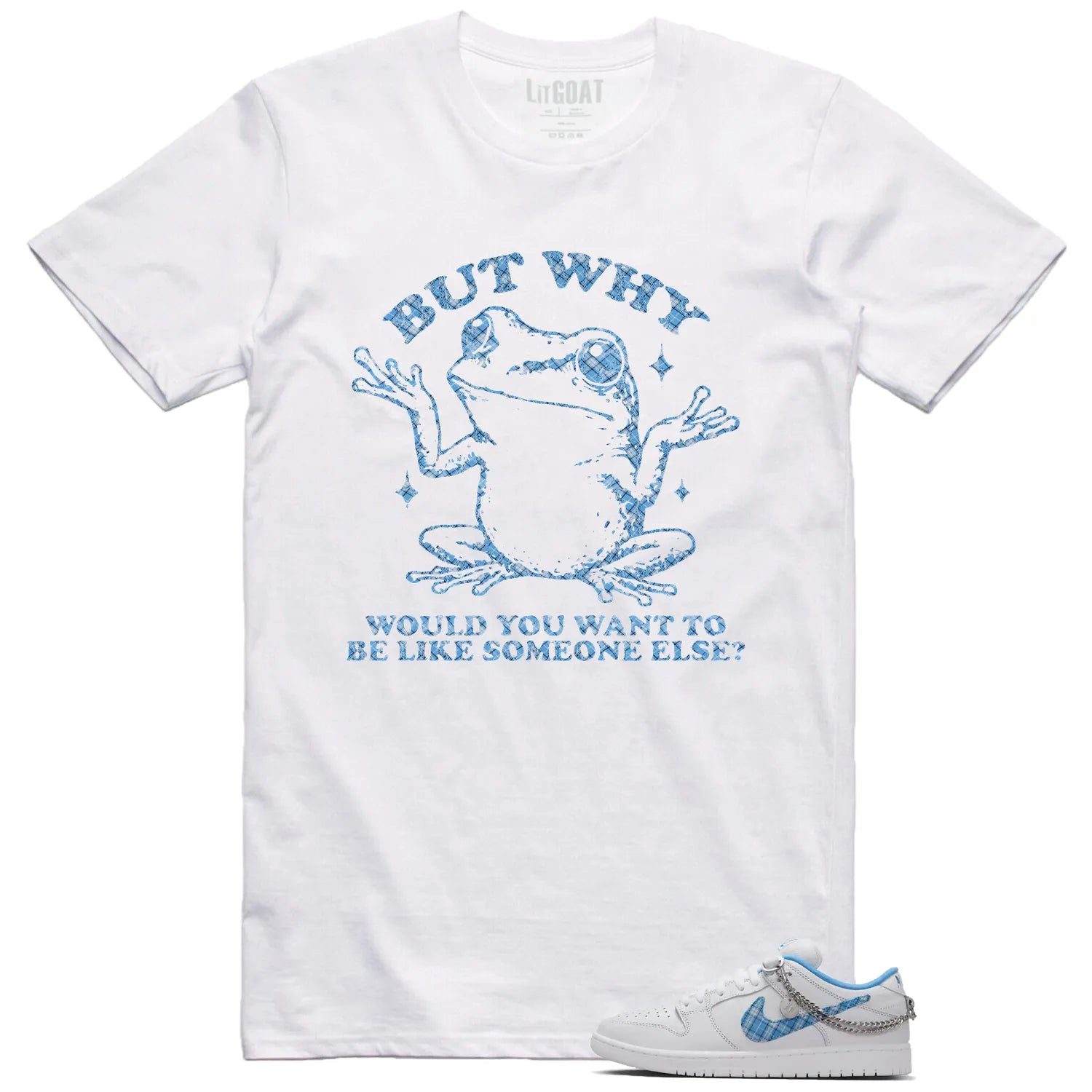 Funny But Why Shirt for SB Dunk Low Pro x Nicole Hause White University Blue FZ8802-100 T-Shirt, Sneaker Match Tee